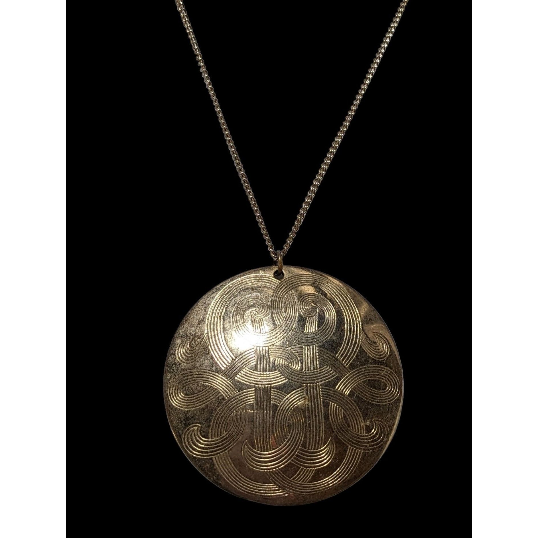 Other Vintage Large Engraved Gold Medallion Necklace Size ONE SIZE - 2 Thumbnail