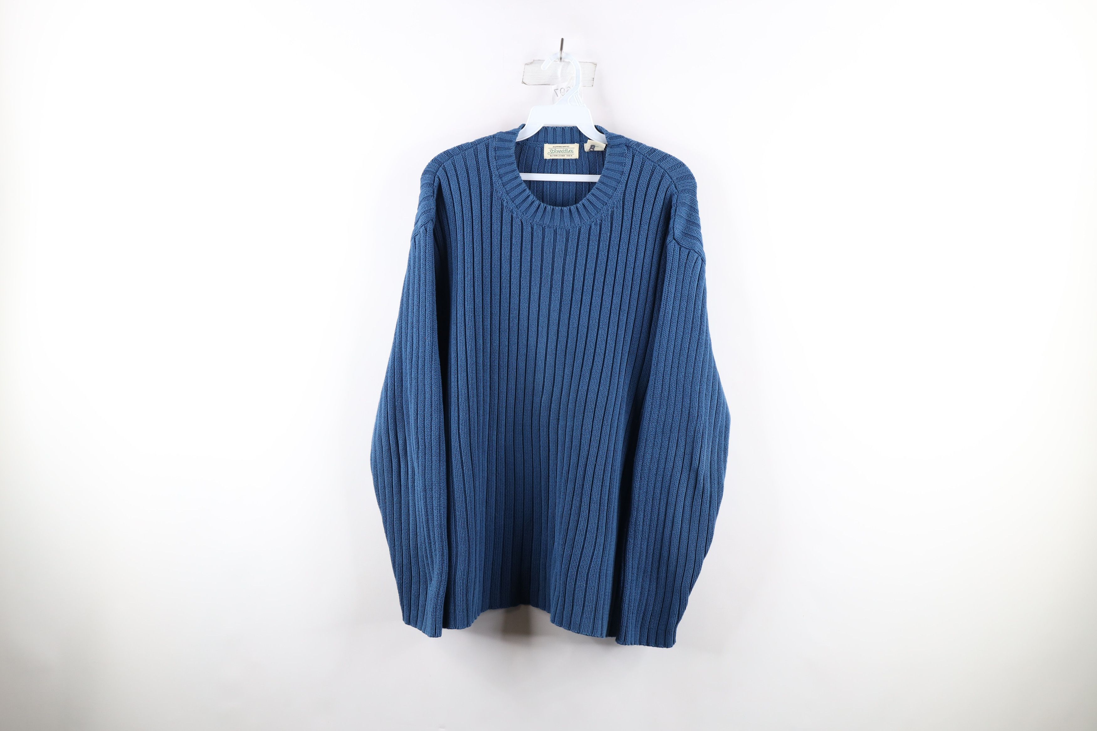 Vintage Vintage 90s Streetwear Ribbed Knit Crewneck Sweater Blue Size US L / EU 52-54 / 3 - 1 Thumbnail