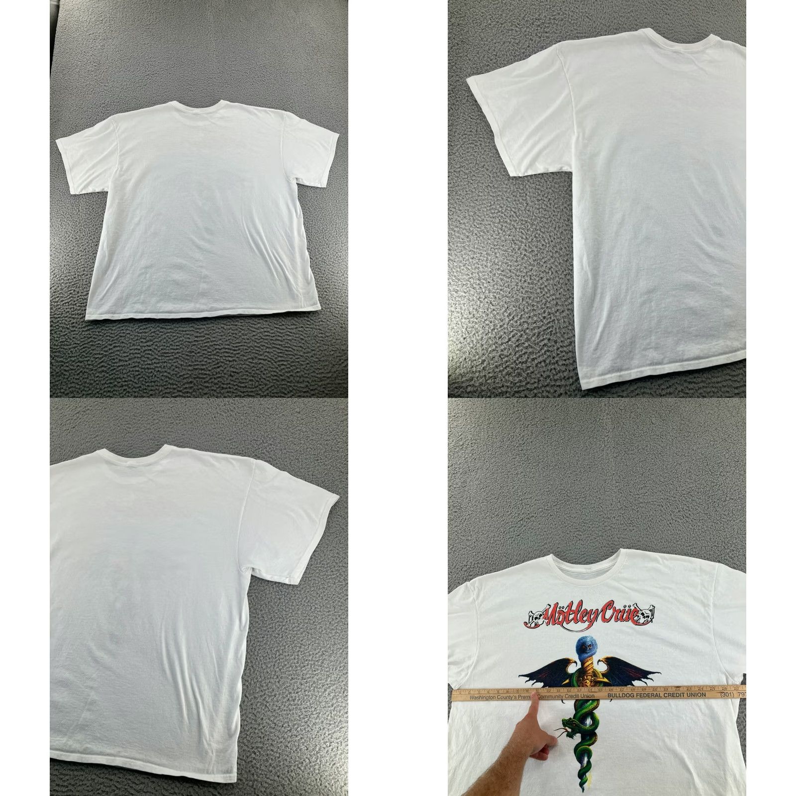 Vintage VINTAGE Motley Crue Shirt Mens 2XL White Band Tee Snake Skull Wings T-Shirt Rock Motorhead? Size US XXL / EU 58 / 5 - 8 Thumbnail