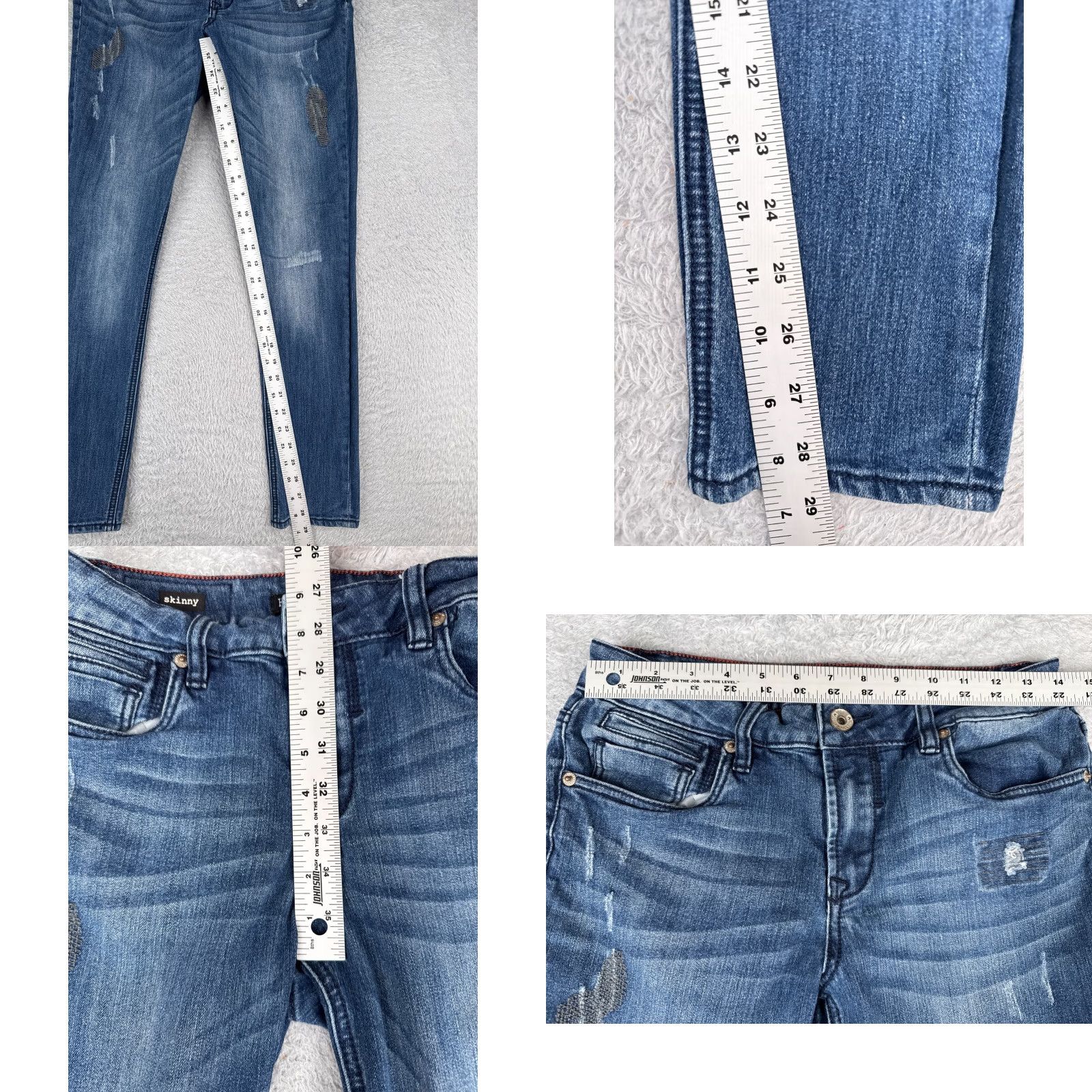 Levi's Levi's Jeans Juniors 9 Blue Denim Distressed Skinny Mid 28x29 Cotton 5-Pocket Design Regular Women's Vintage No N/A Size 30" / US 8 / IT 44 - 8 Thumbnail