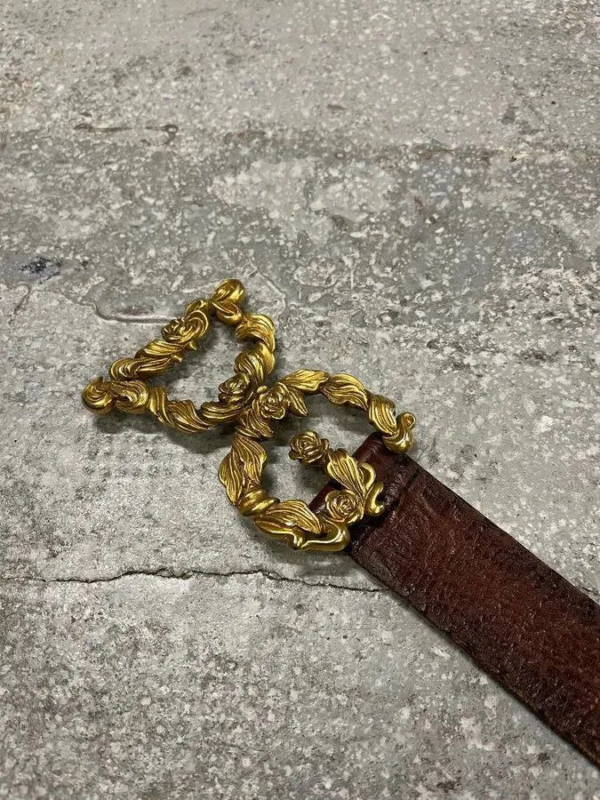 Dolce & Gabbana AW2006 Dolce & Gabbana Baroque Golden Buckle Leather Belt Size ONE SIZE - 4 Thumbnail