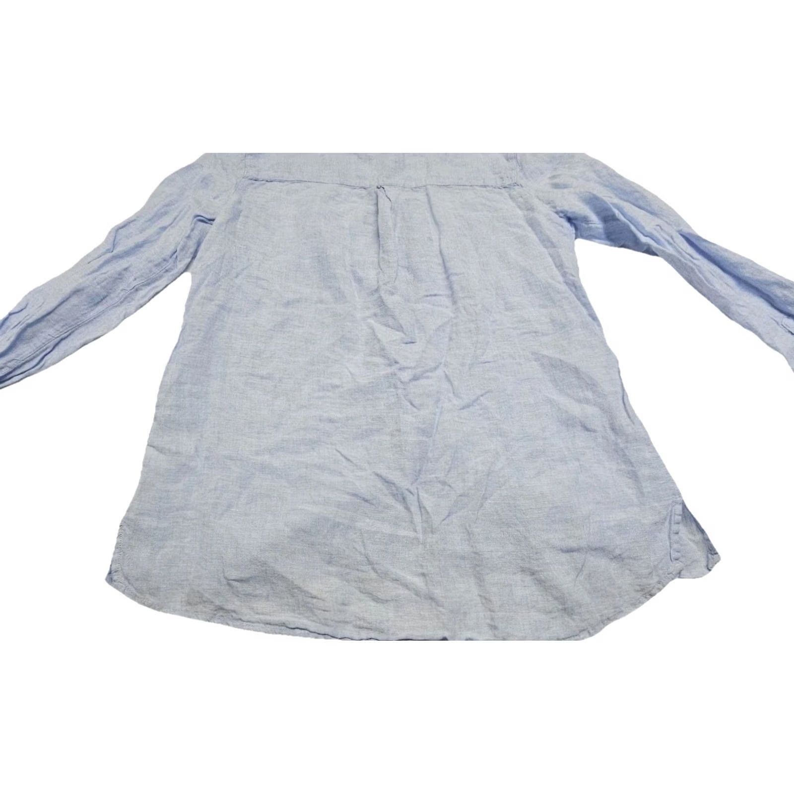 Vintage Sigrid Olsen Blouse Womens M Blue 100% Linen Button Up Long Sleeve Lightweight Tunic Shirt Size M / US 6-8 / IT 42-44 - 7 Thumbnail