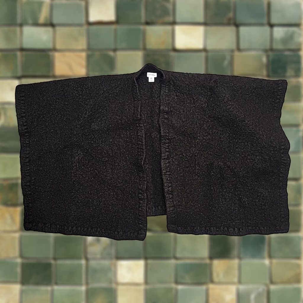 Vintage Cuyana Women OS Black Wool Blend Poncho Cape Minimalist Open Front Size ONE SIZE - 1 Thumbnail