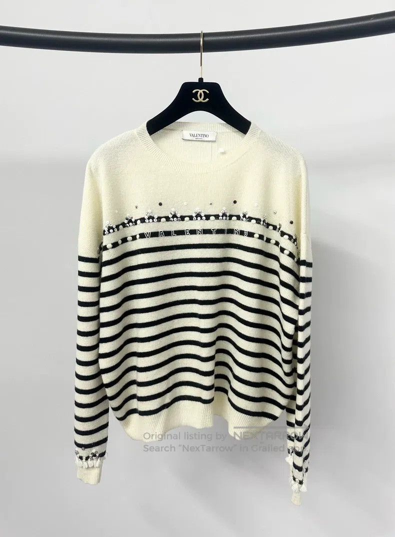Valentino Valentino Beaded monogram striped knit Size S / US 4 / IT 40 - 1 Thumbnail