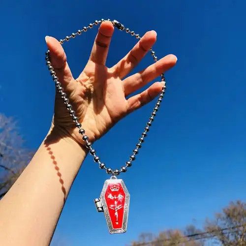 High Sport × Jewelry Goth Enamel Red Coffin Pendant Ball Chains Necklace Choker Size ONE SIZE - 2 Thumbnail