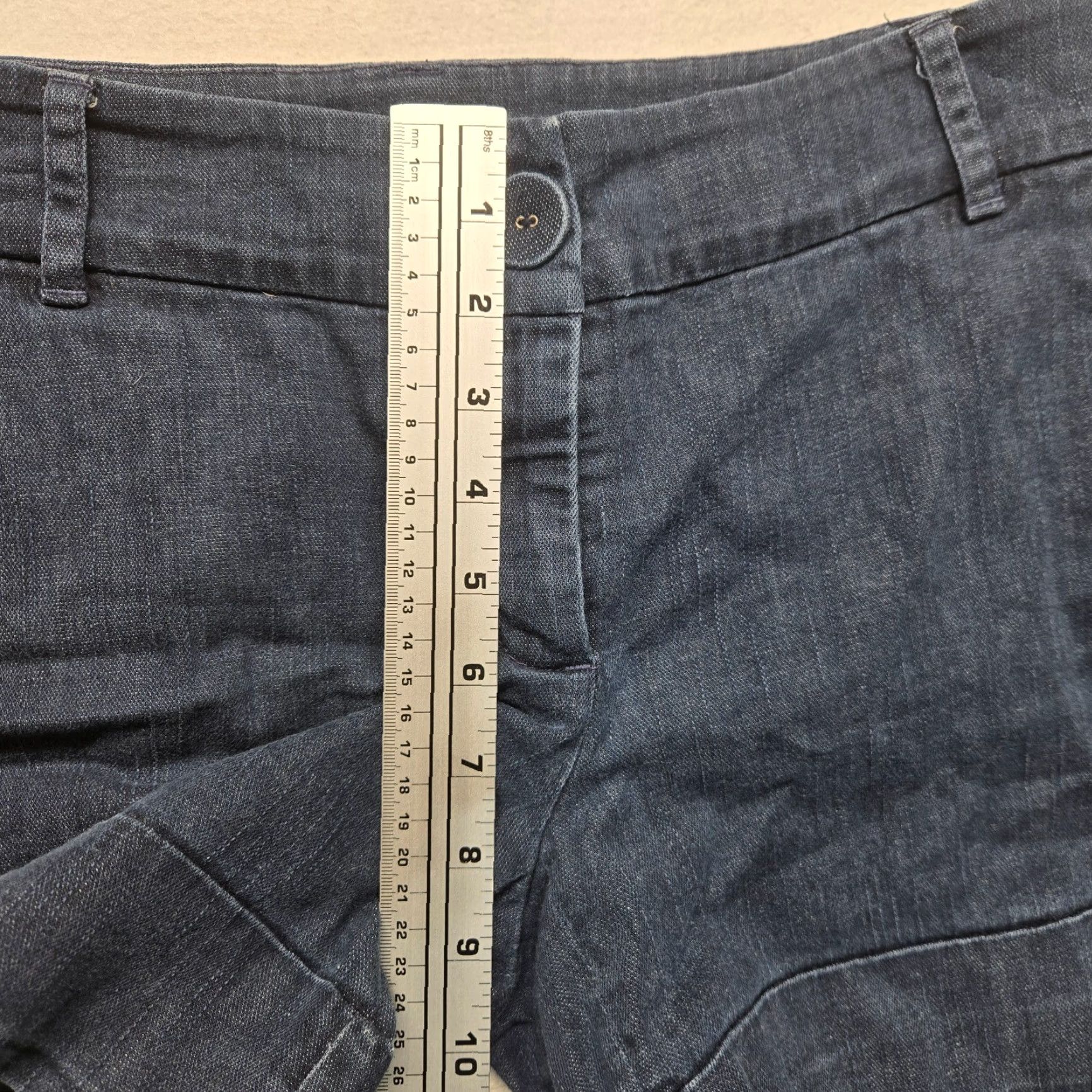 Denime Shoulder Denim Shorts Cuffed Adult Women's Size 42 Dark Wash Blue 90s Classic Size 28" / US 6 / IT 42 - 6 Thumbnail