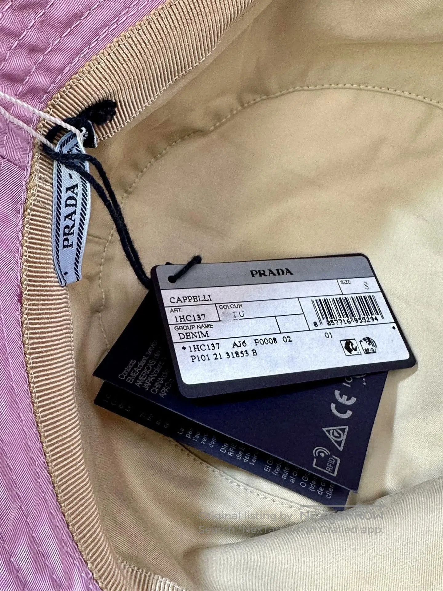 Prada Prada Pink Triangle Logo Bucket Hat. Size ONE SIZE - 6 Thumbnail