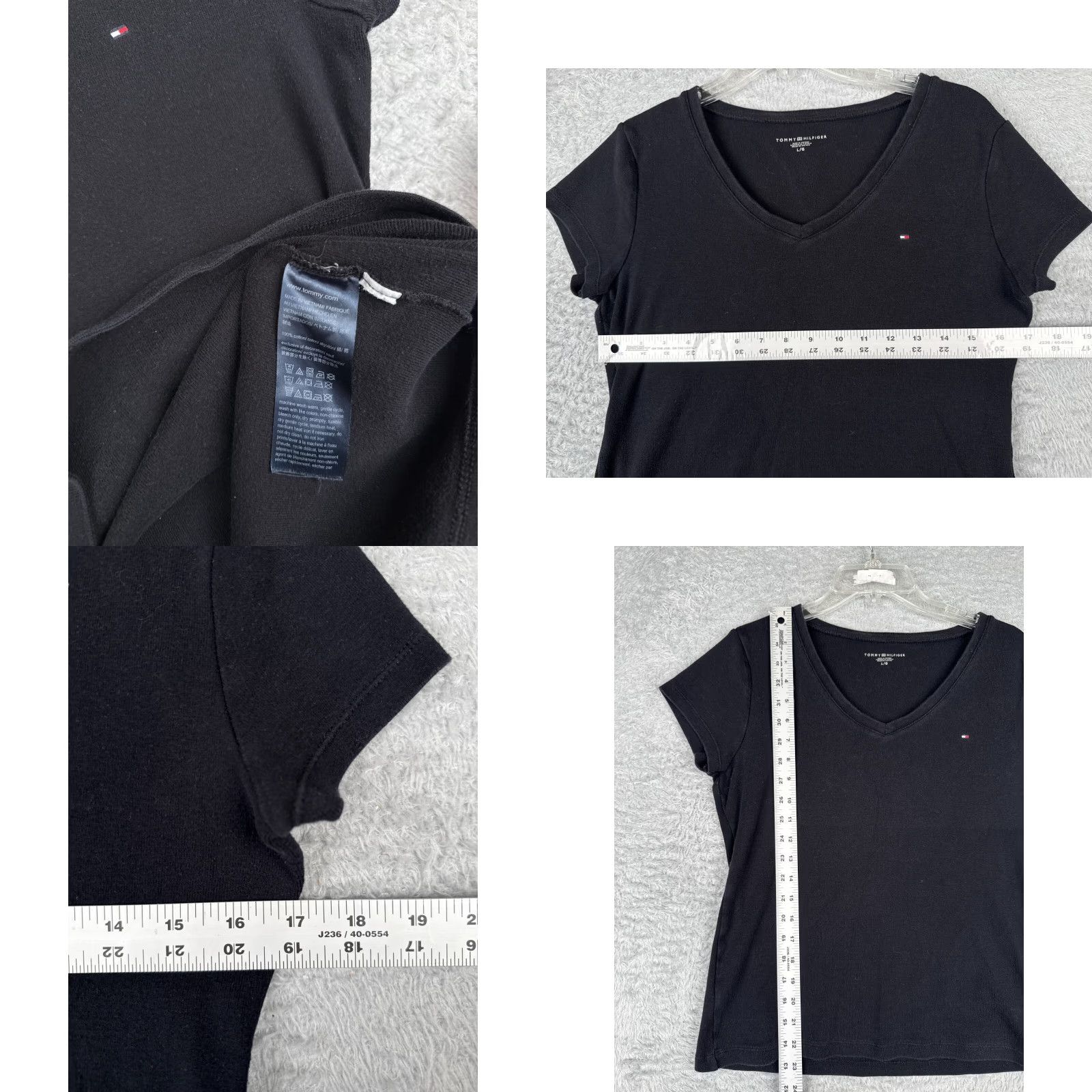 Tommy Hilfiger VINTAGE Tommy Hilfiger Women's T-Shirt Small Black Short Sleeve Knit Casual Top 90s Girls Size L / US 10 / IT 46 - 8 Thumbnail