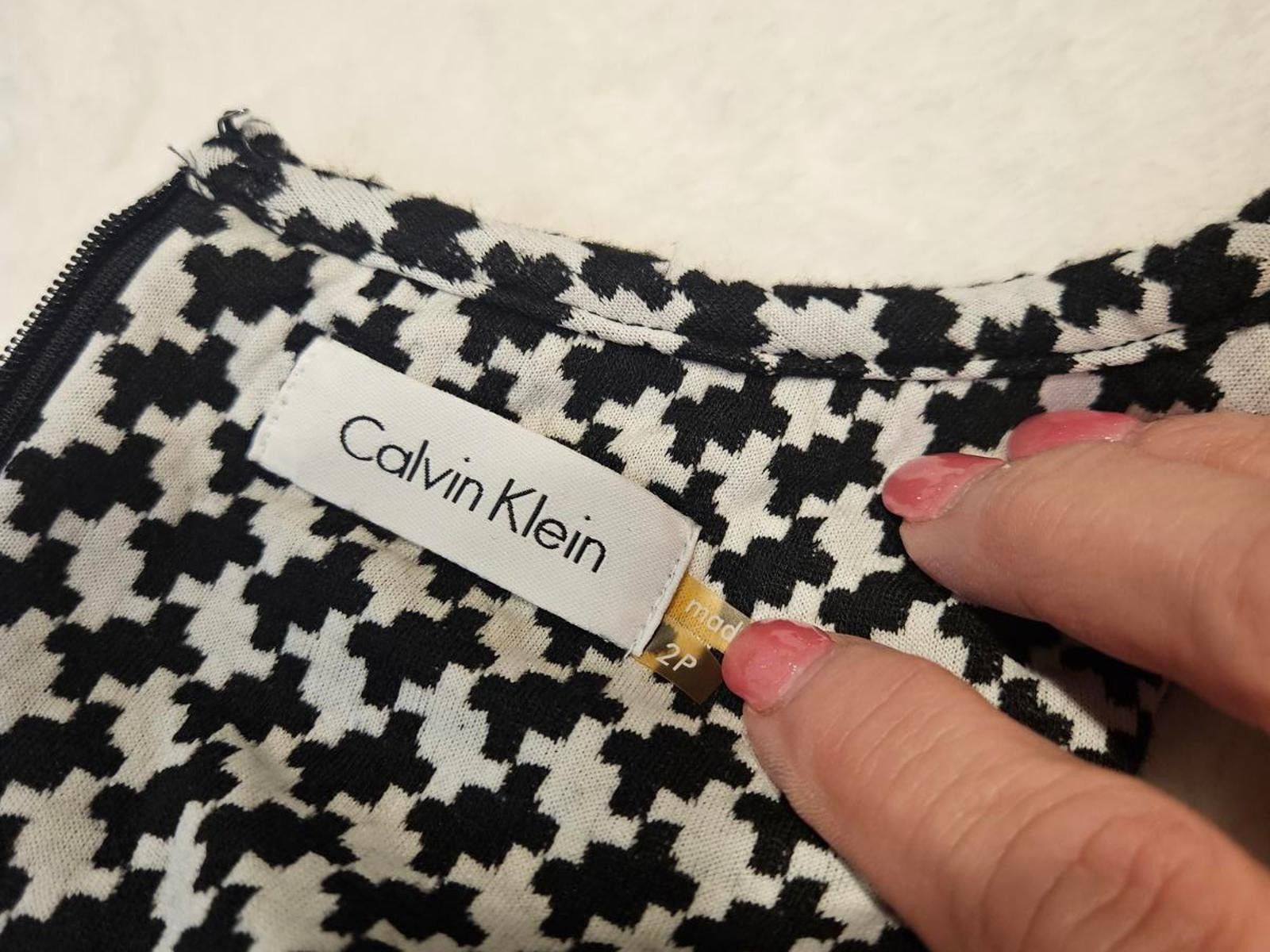 Calvin Klein Calvin Klein Black & White Houndstooth Dress Size XS / US 0-2 / IT 36-38 - 8 Thumbnail