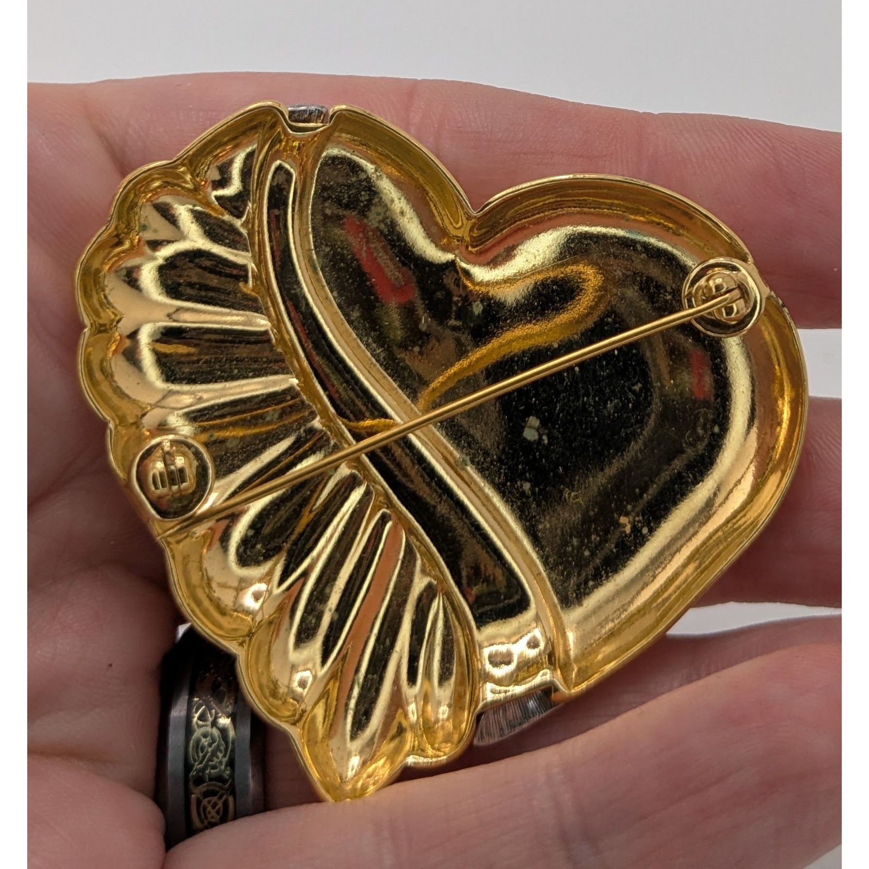 Other Vintage Love Gold-Tone Heart Brooch With Faux Marcasite Acce Size ONE SIZE - 8 Thumbnail