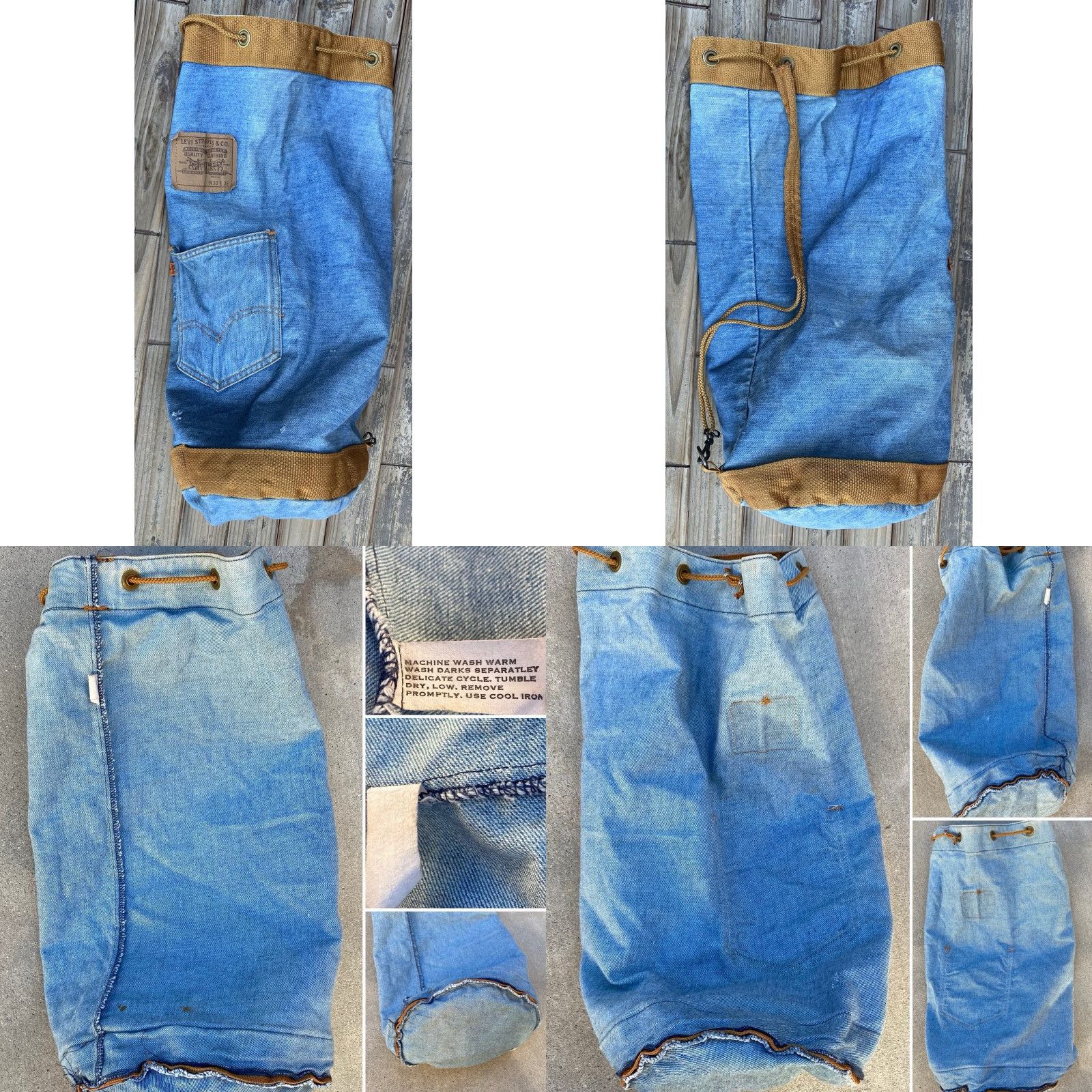 Denime VINTAGE Levi’s Orange Tab Denim Drawstring Sling Bag Shoulder Bag Worn Levis Size ONE SIZE - 11 Thumbnail
