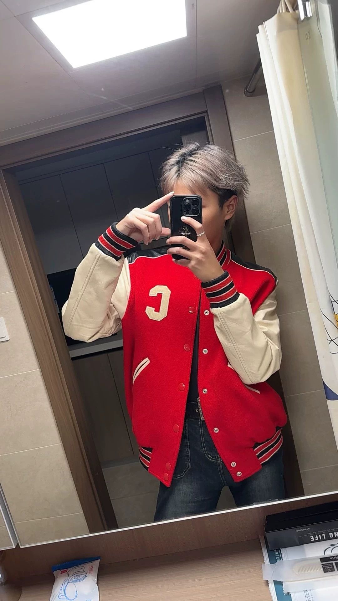 Celine Celine Wool Lambskin Red Leather C Embroidered Baseball Jkt Size US M / EU 48-50 / 2 - 8 Thumbnail