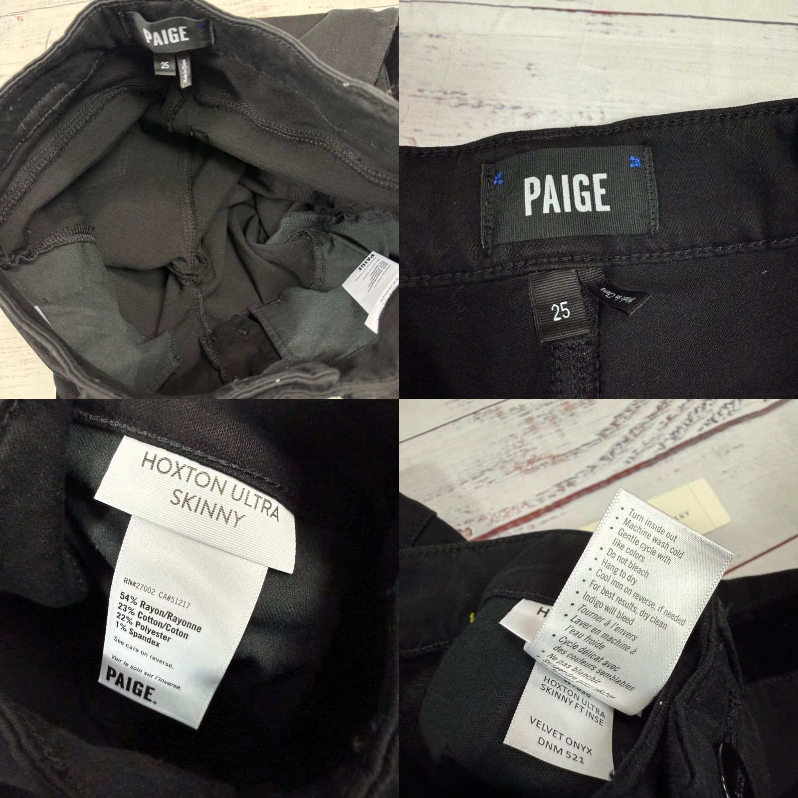 Paige Paige Womens Hoxton High Rise Ultra Skinny Jeans Sz 25 Black Side Stripe Stretch Size 42" / US 20 - 8 Thumbnail