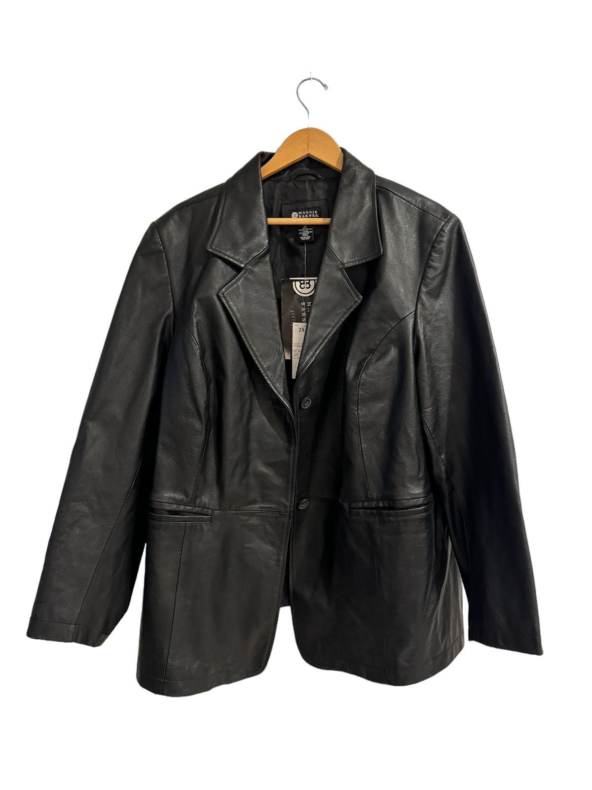 image of Vintage Leather Blazer in Black, Women's (Size 2XL)