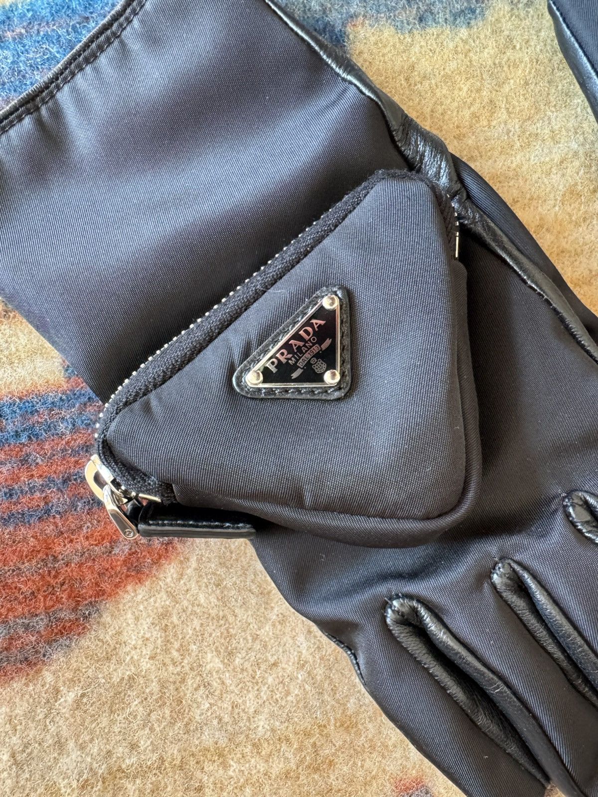 Prada Nylon and Leather Prada Gloves Size ONE SIZE - 3 Thumbnail