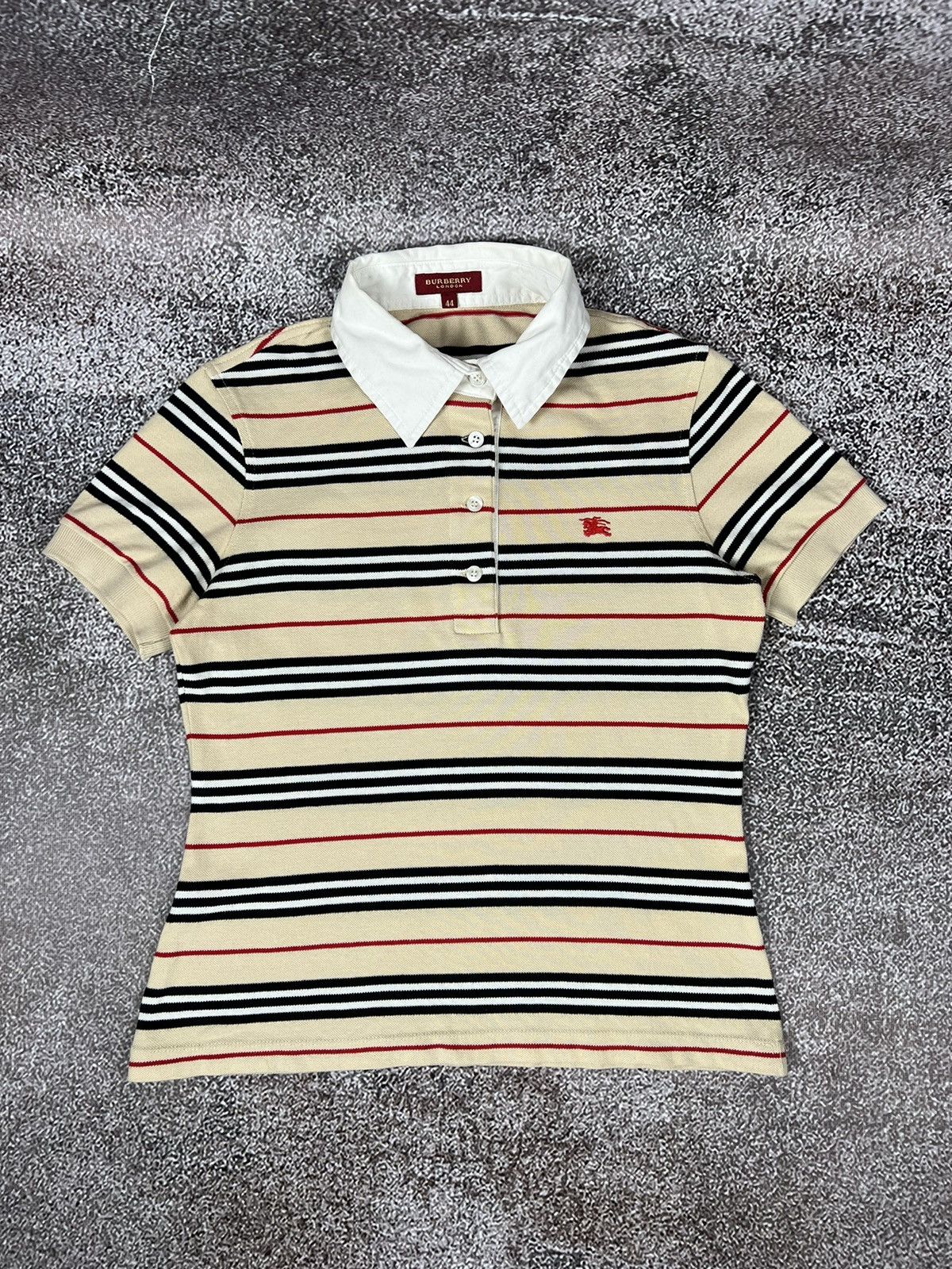 image of Vintage Burberry London Women’S Polo Shirt Uk Casual Y2K in White/Beige, Women's (Size Small)