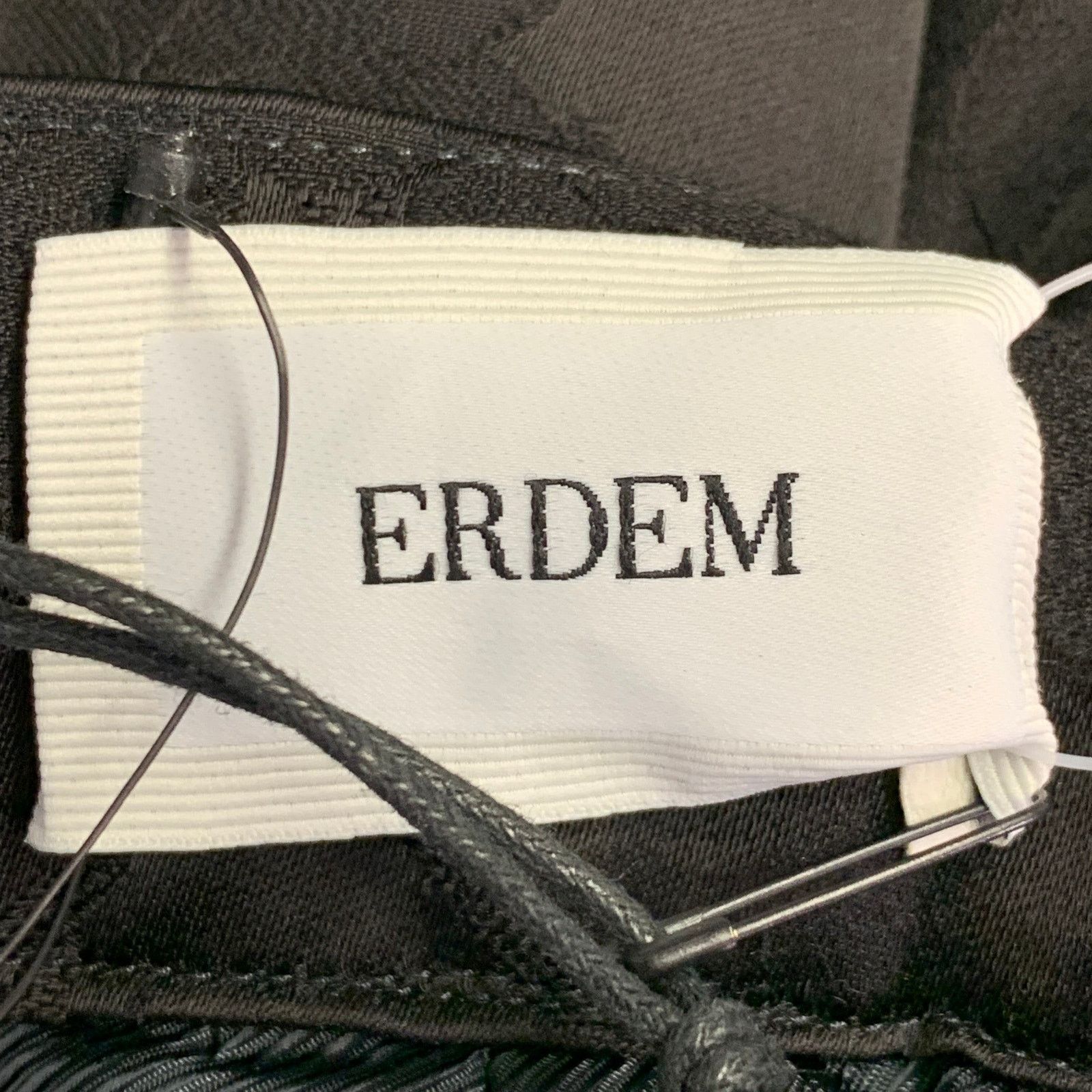 Erdem Helga Black Wool Blend Floral Flat Front Dress Pants Size 30" / US 8 / IT 44 - 6 Thumbnail