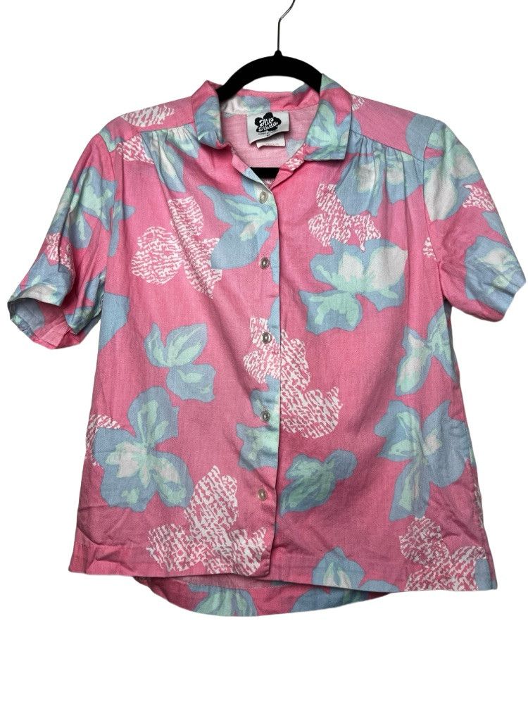 Vintage Vintage 1990's Hilo Hattie Pink Floral Aloha Hawaiian Shirt Size M / US 6-8 / IT 42-44 - 1 Thumbnail