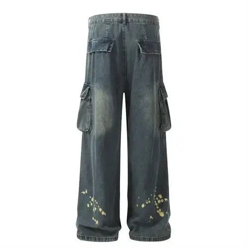 Jean Men's American street style multi-pocket cargo jeans Size US 32 / EU 48 - 2 Thumbnail