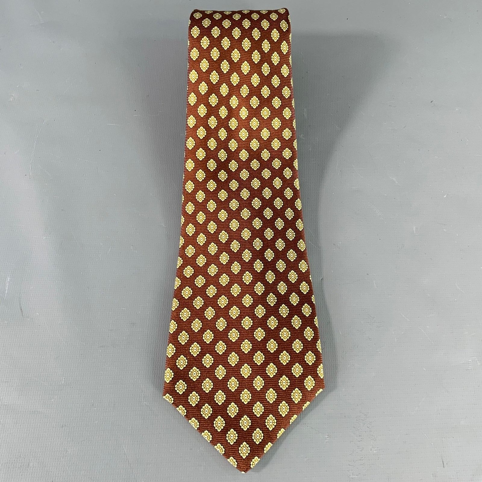 Kiton KITON Brown Yellow Abstract Floral Silk Tie Size ONE SIZE - 3 Thumbnail