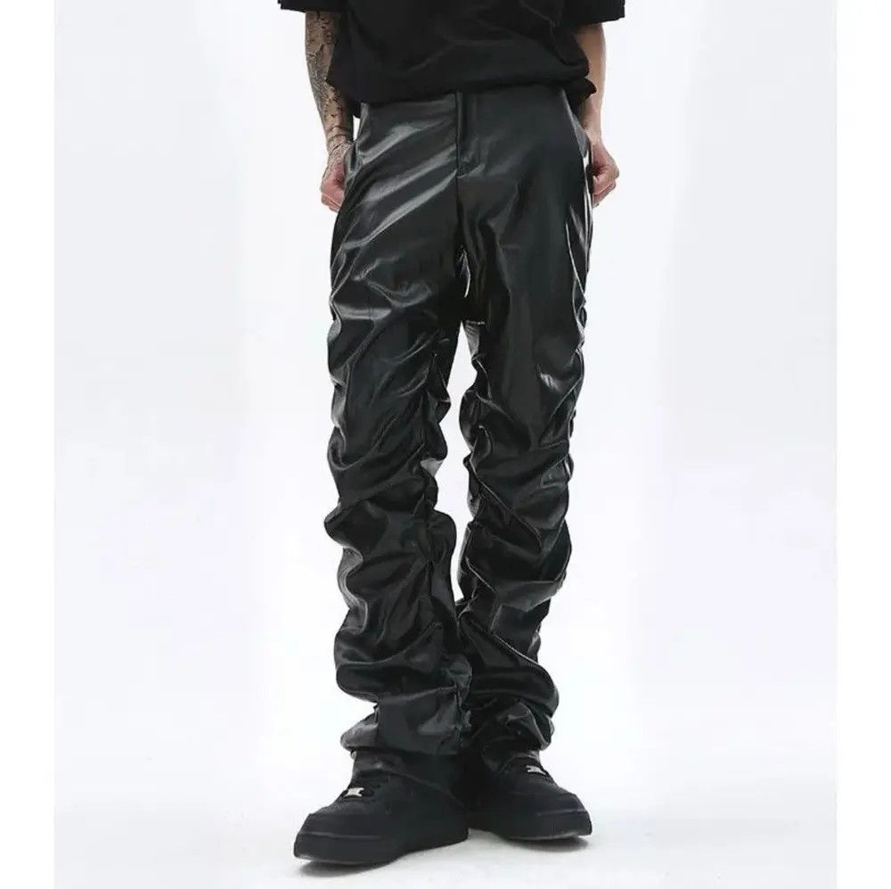 Leather PU Leather Ruched Casual Pant Size US 34 / EU 50 - 2 Thumbnail