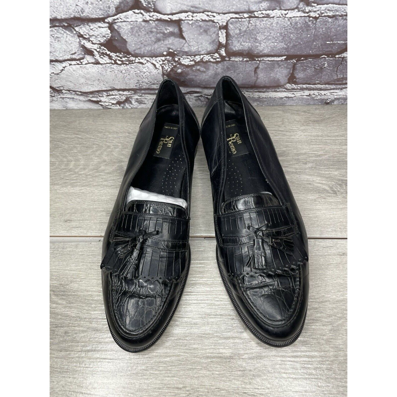 Other San Remo Black Leather Croc Kilte Tassel Dress Loafers Men S Size US 9.5 / EU 42-43 - 19 Thumbnail