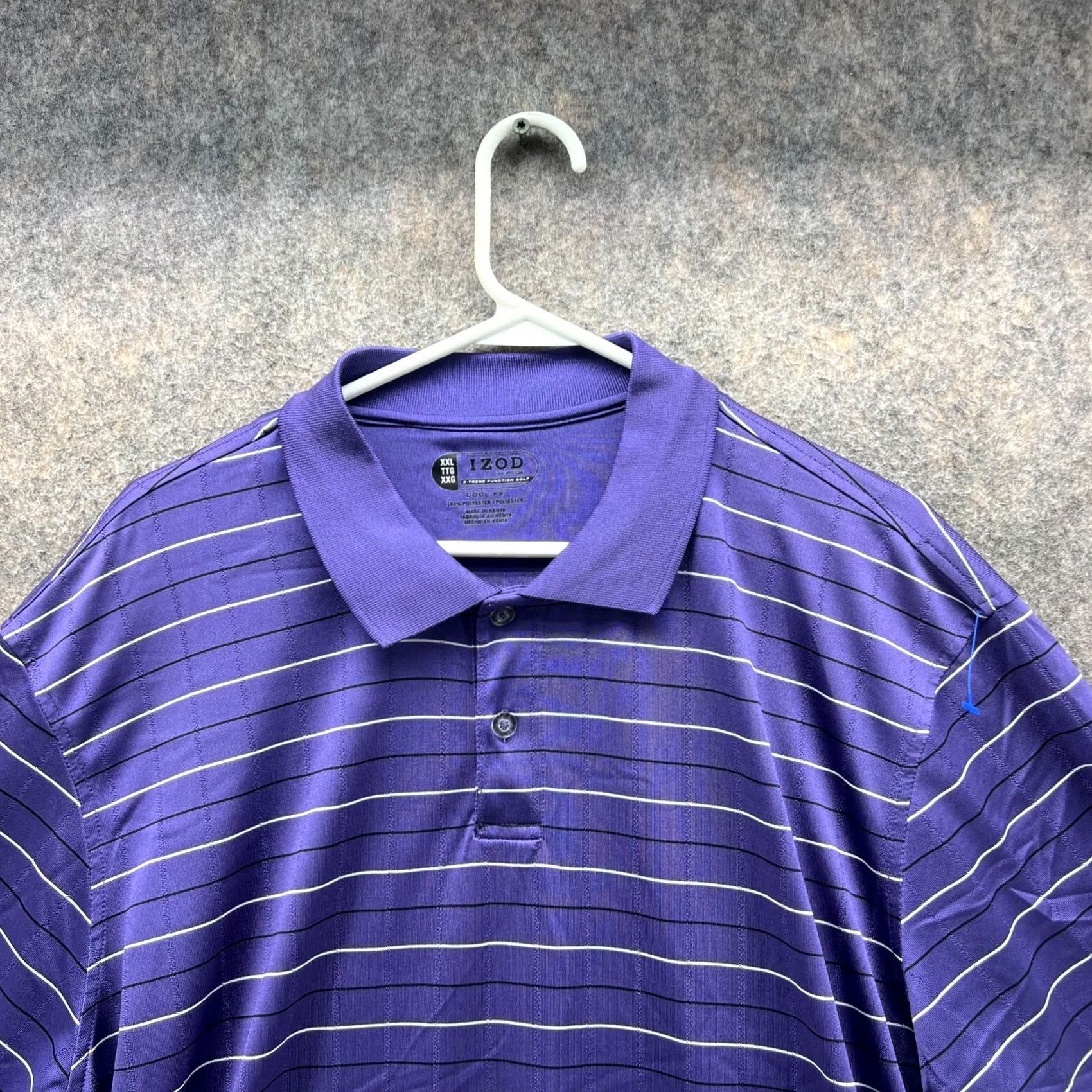 Izod Izod Polo Shirt Men XXL Adult Purple Striped Short Sleeve Button Collared Logo Vintage No 2XL Shirt Day All Seasons Casual Mens Size US XXL / EU 58 / 5 - 6 Thumbnail