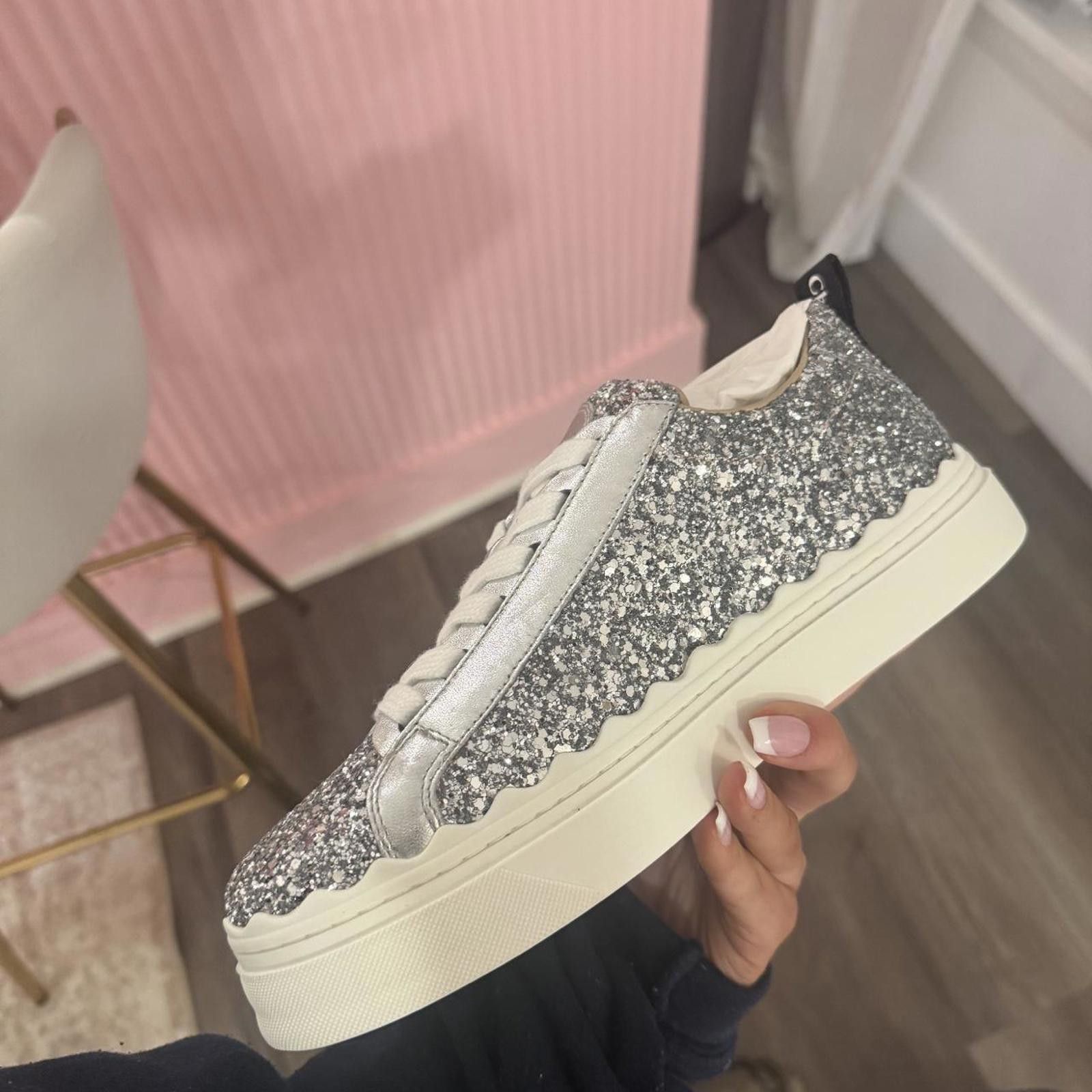 chloma Brand new! Authentic Chloé glitter sneakers Size US 7 / IT 37 - 4 Thumbnail