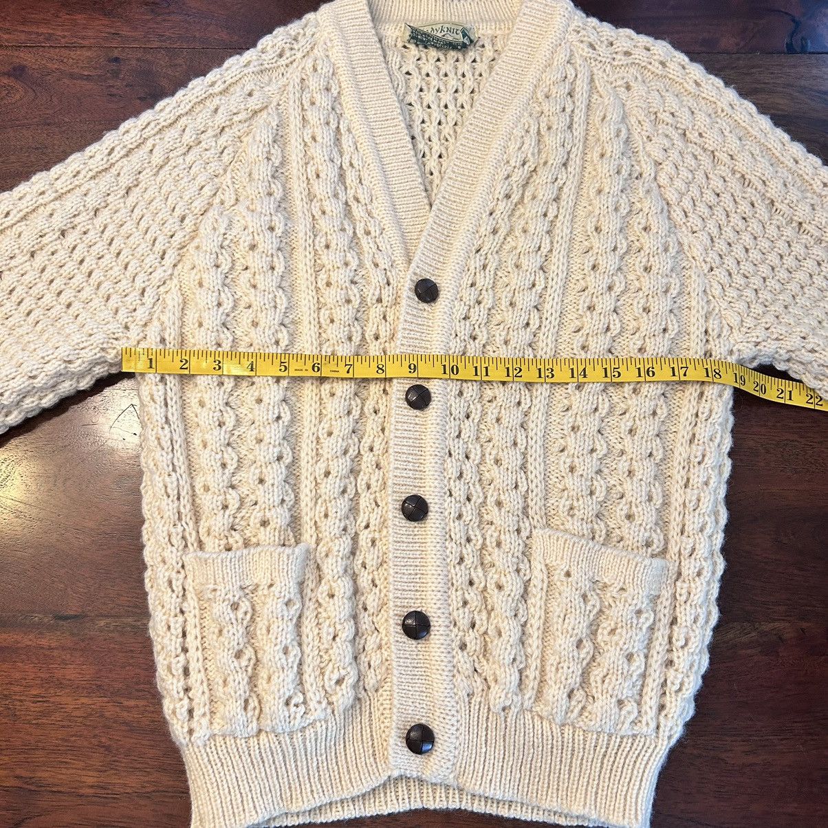 Vintage Clady Knit Aran Irish Wool Fisherman Cardigan Cableknit 38 Size US S / EU 44-46 / 1 - 5 Thumbnail