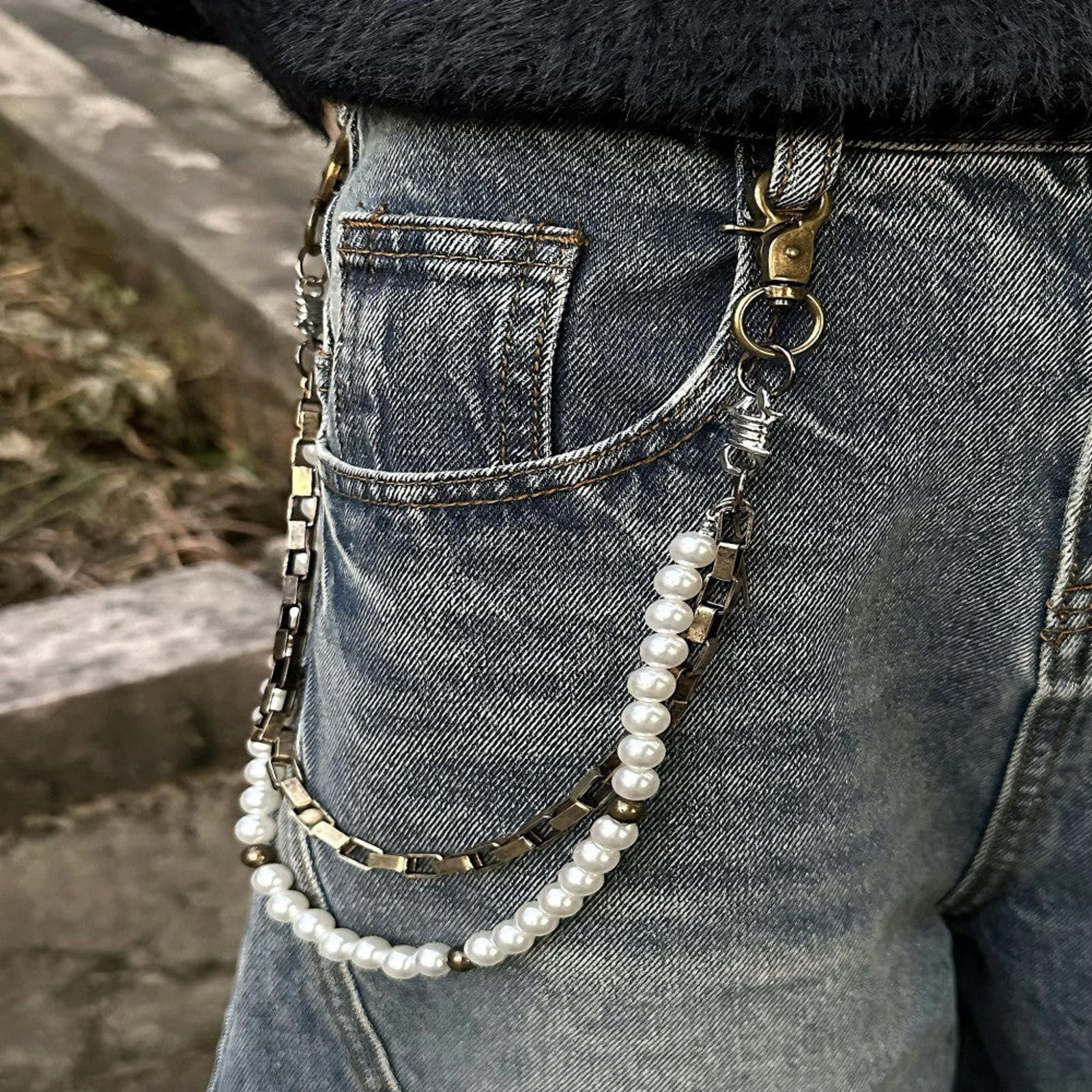 Other Double Layer Pearl & Gold Wallet Chain Size ONE SIZE - 1 Thumbnail
