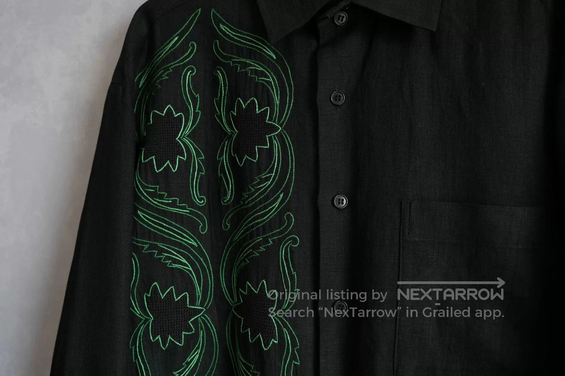 Yohji Yamamoto embroidered black long sleeve shirt. Size US M / EU 48-50 / 2 - 2 Thumbnail