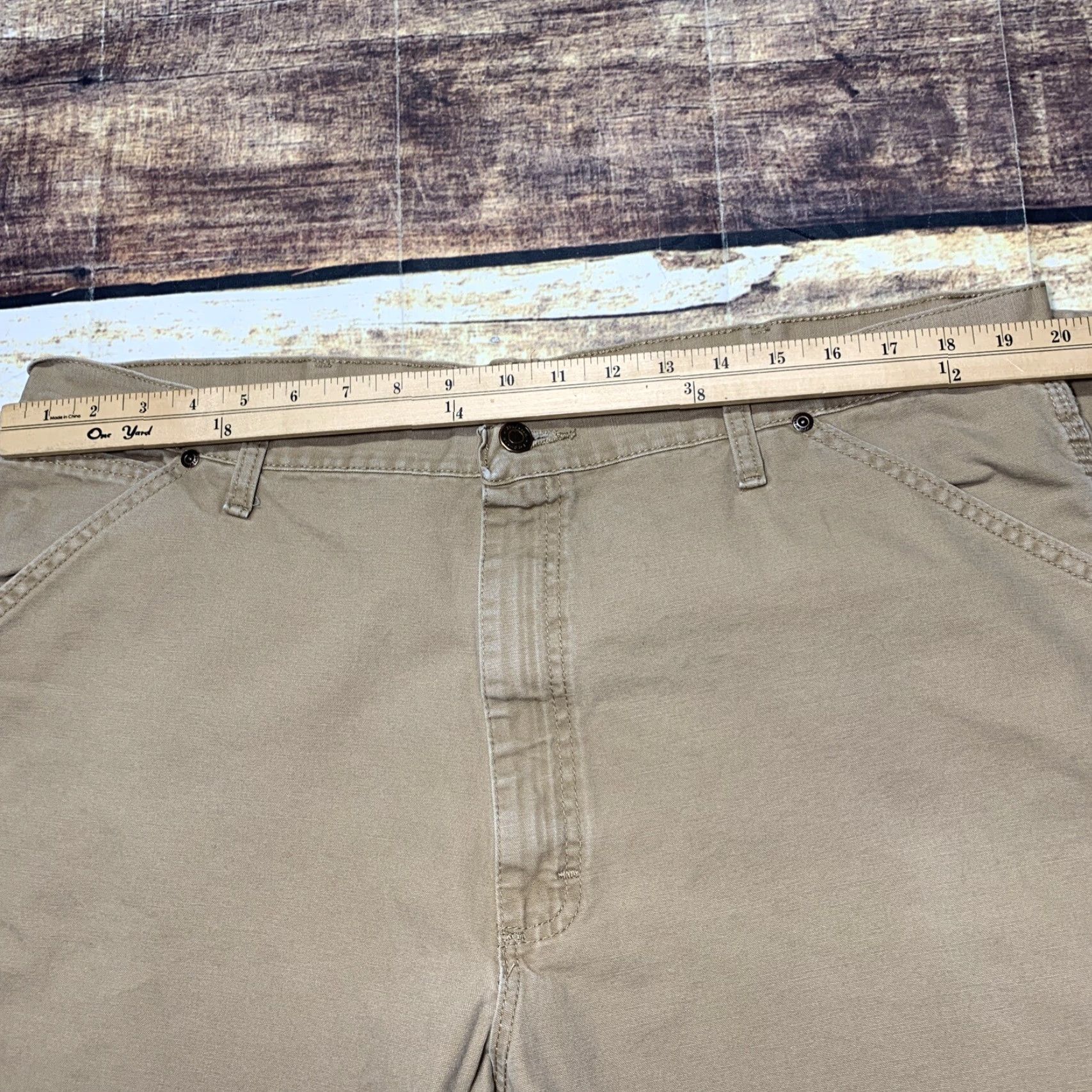 Wrangler Wrangler Carpenter Pants Mens 40 x 30 Tan Cotton Pockets Hammer Loop Front Flat Front Watermark: 80s 90s? No; keep allowed words. Size US 40 / EU 56 - 5 Thumbnail