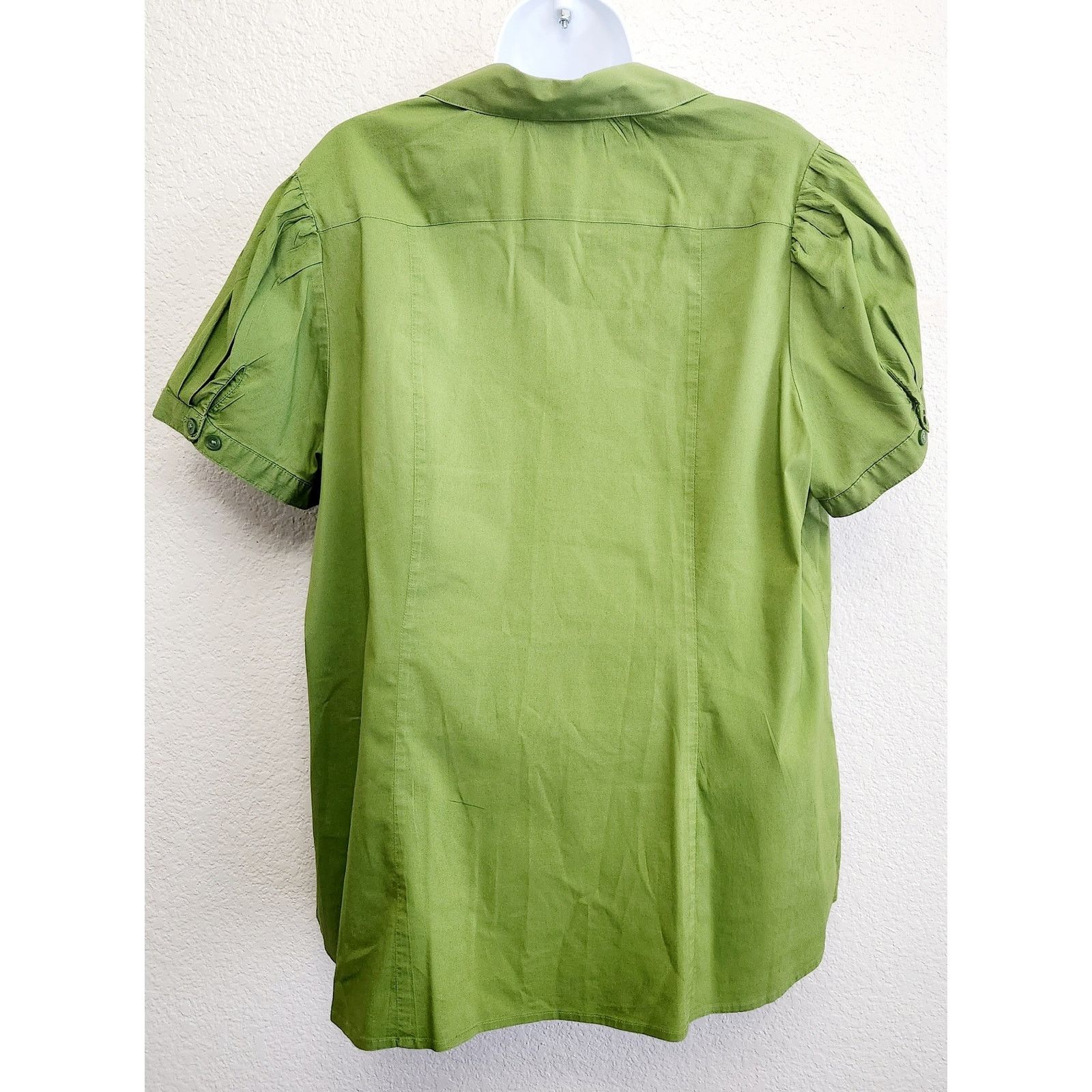 Other Lane Bryant Green Button Up Short Sleeves Top 22 Stretch Size 3XL / US 20-22 - 3 Thumbnail