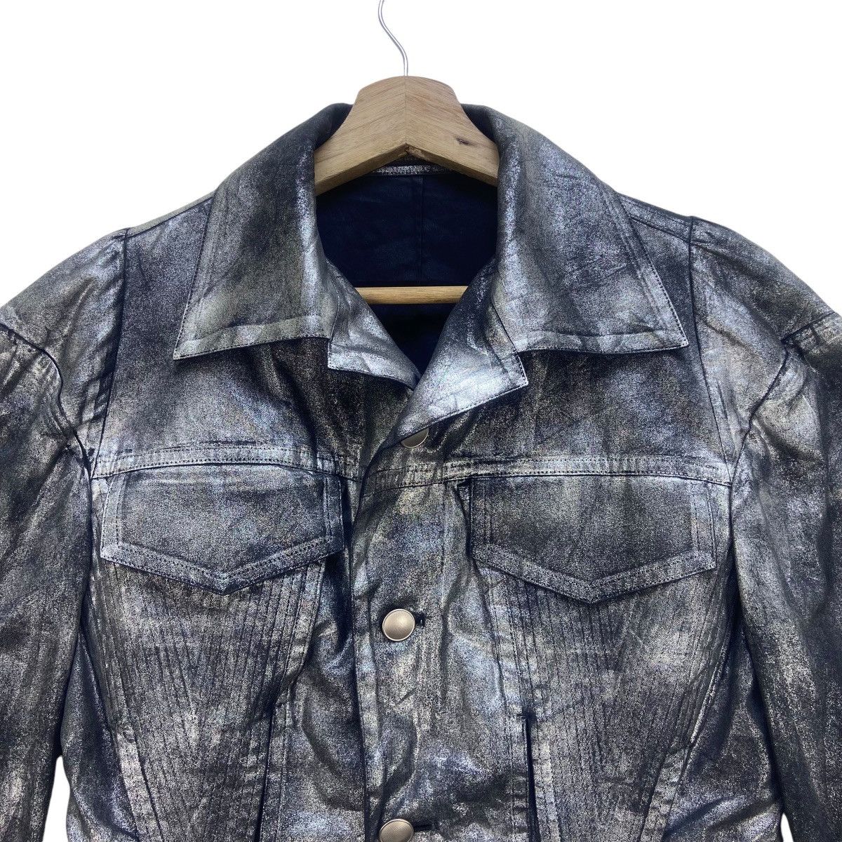 Yohji Yamamoto 🔥 Yohji Yamamoto Silver Metallic Foil Cropped Jacket Size S / US 4 / IT 40 - 6 Thumbnail