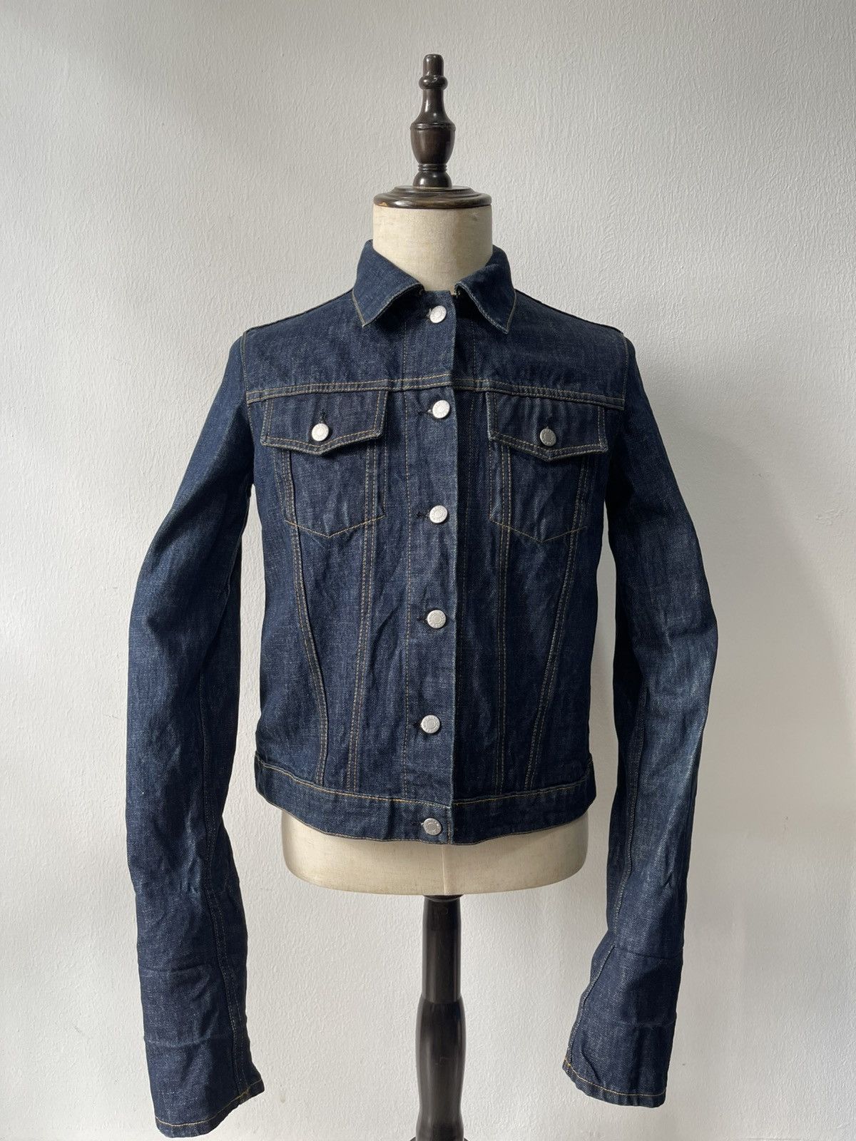 ジャケット・アウター Helmut Lang Fur Collar Wax Denim Jacket Helmut Lang Helmut Lang Mr. 87 Wax Denim Jacket with Faux Fur