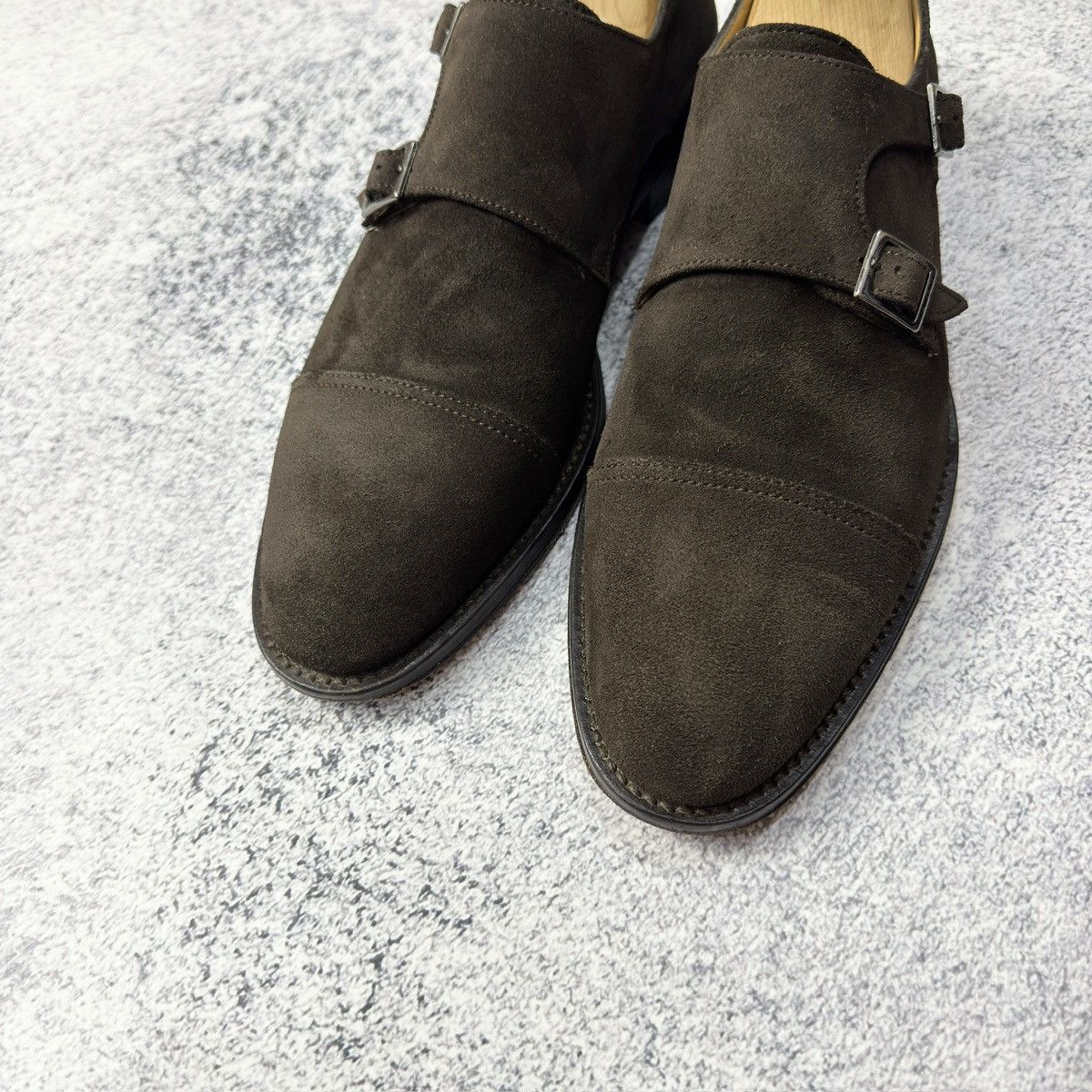 Designer Soci3ty Brown Suede Double Monks US8.5 UK7.5 EU41.5 Size US 8.5 / EU 41-42 - 7 Thumbnail