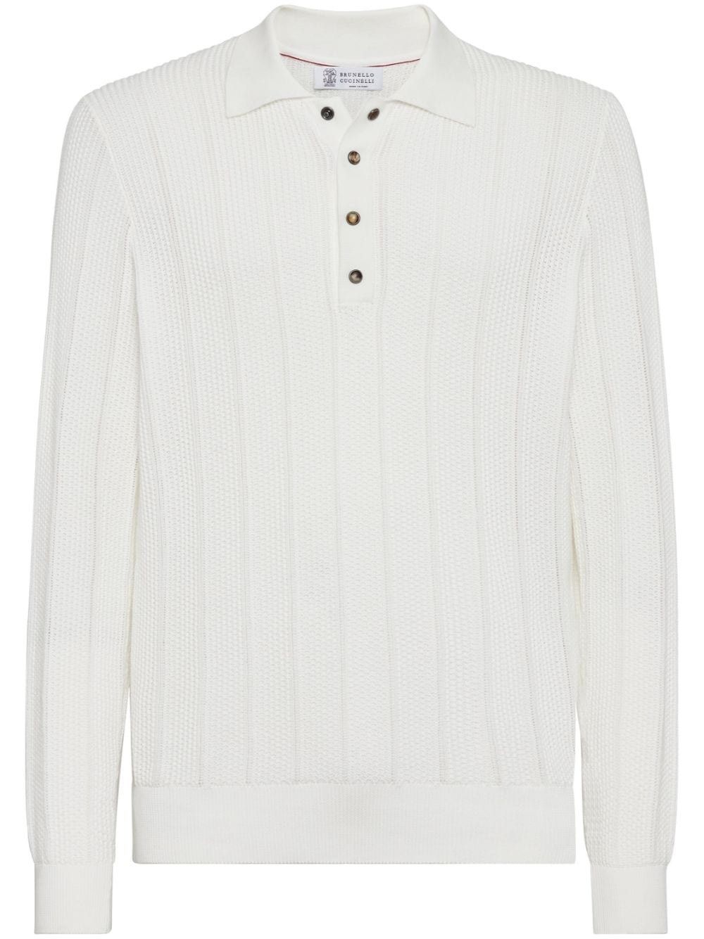 Brunello Cucinelli o1la1rc1a0425 Polo Sweater in White Size US XL / EU 56 / 4 - 1 Thumbnail
