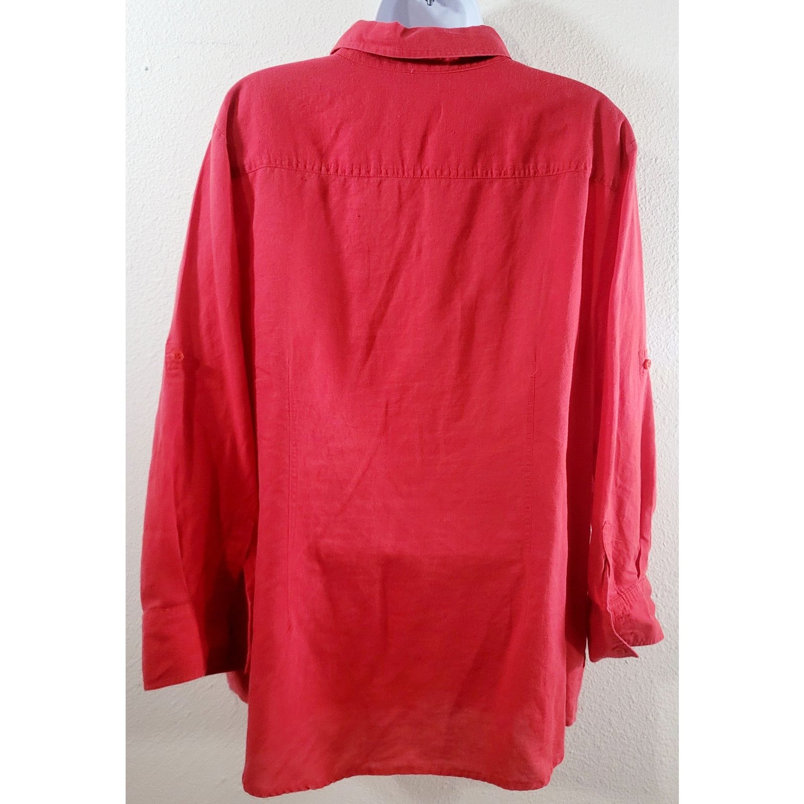 Other Chaus Sport Red Hidden Button Up Pointed Collard Top XL Soft Size XL / US 12-14 / IT 48-50 - 2 Thumbnail