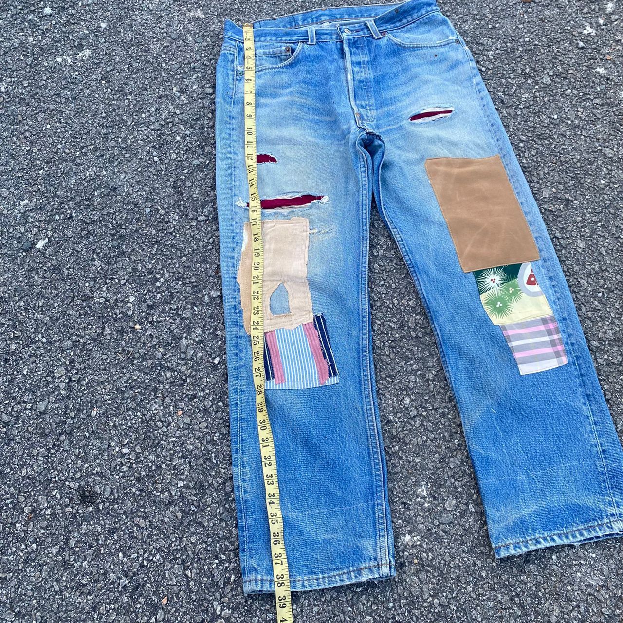 Levi's Vintage 80s Levis 501 Patchwork Denim #kurtcobain Style Size US 32 / EU 48 - 3 Thumbnail