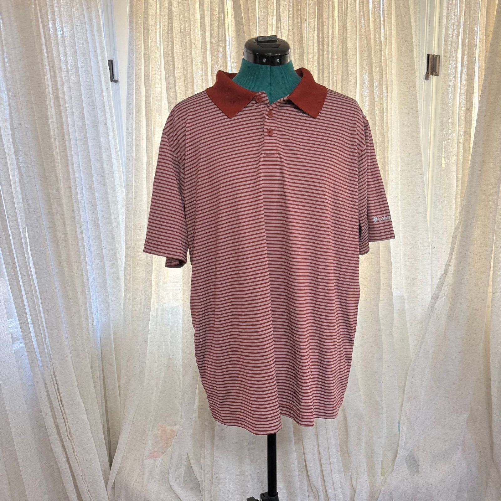 Columbia Columbia Sportswear Burgundy Striped Polo | Sz L Size US L / EU 52-54 / 3 - 2 Thumbnail