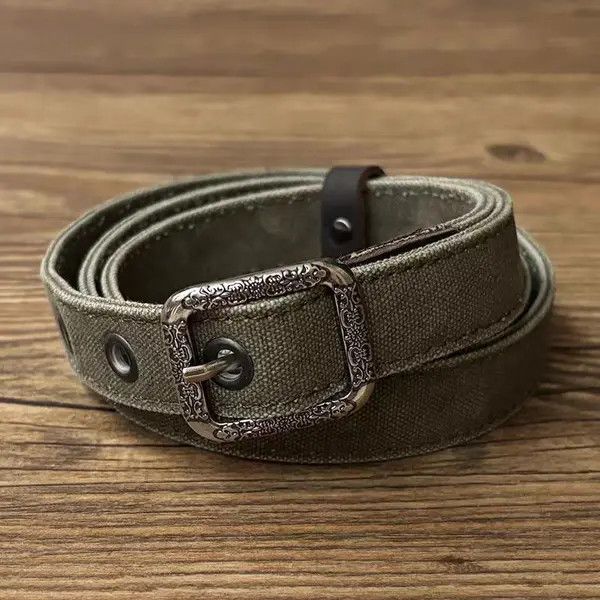 Japanese Brand Street Vintage Pin Buckle Textured Design Canvas Belt 47 in. Size ONE SIZE - 1 Thumbnail