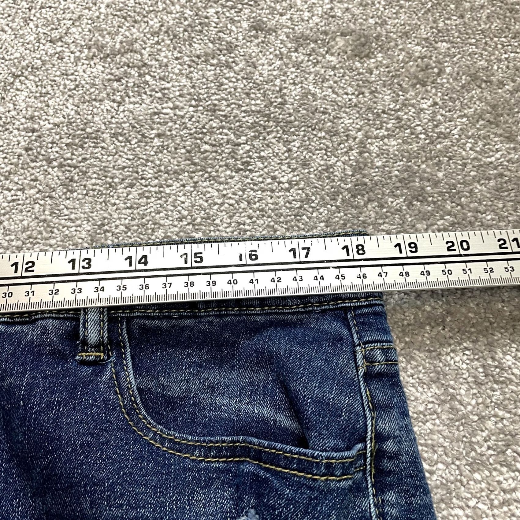 Shein Shein Bermuda Shorts Womens 12 3XL Blue Denim Stretch Rolled Distressed Jean Size 34" / US 12 / IT 48 - 6 Thumbnail