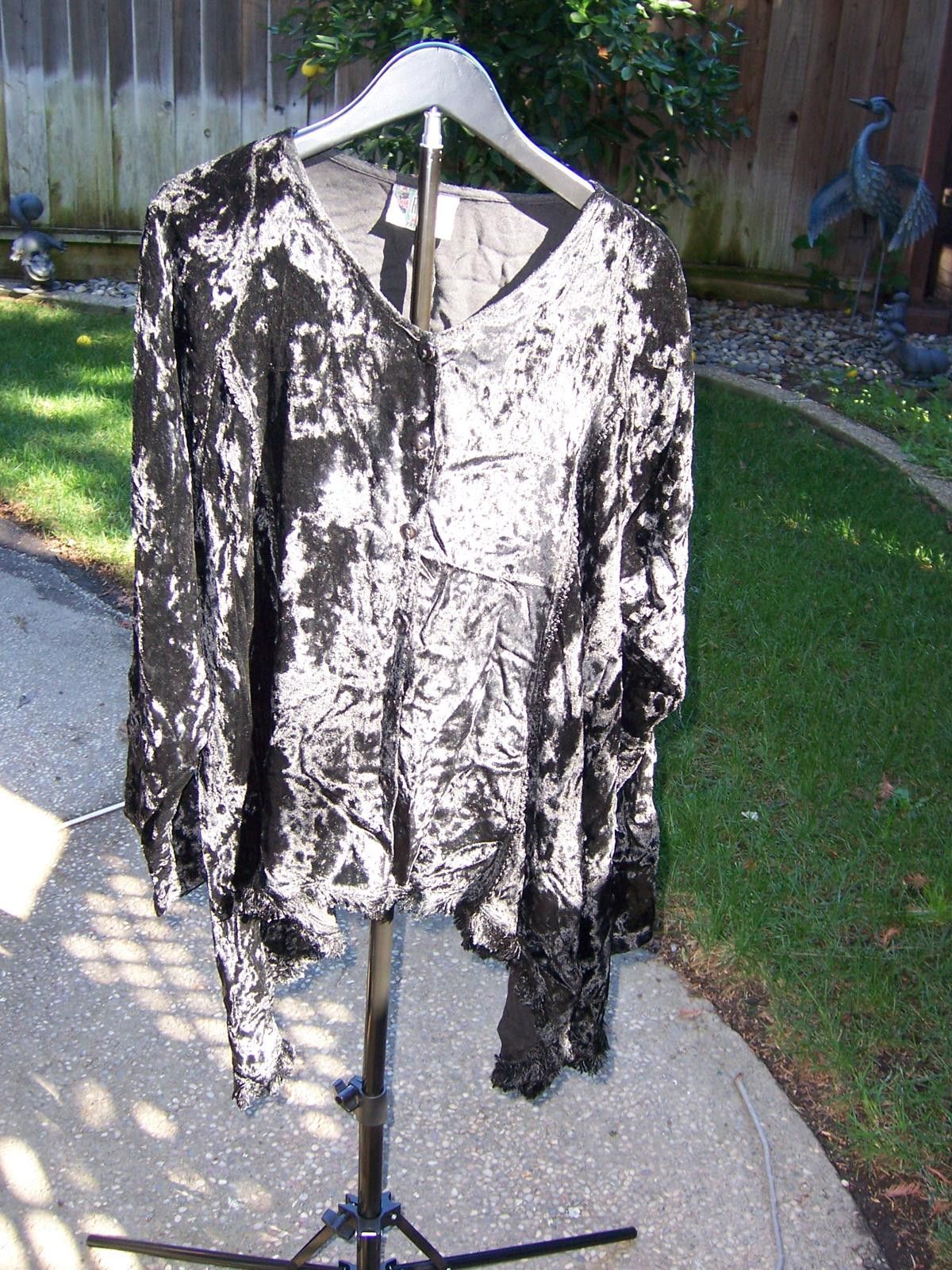 Other Rapp Black Crushed Velvet Bohemian Top - 1x-2x - Goth Size XL / US 12-14 / IT 48-50 - 1 Thumbnail