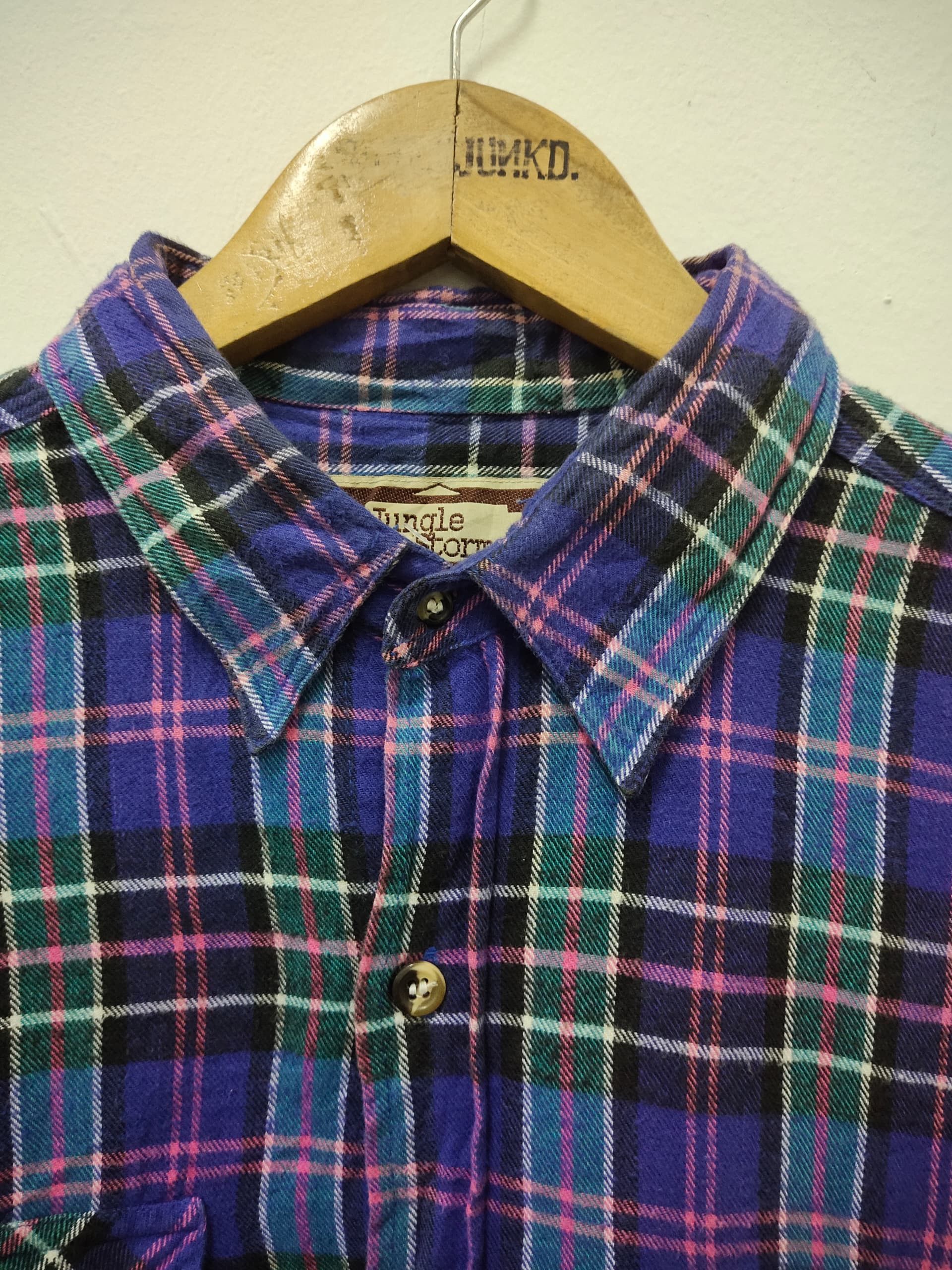 Japanese Brand Vintage Jungle Storm Japan brand flannel checkered Size US M / EU 48-50 / 2 - 4 Thumbnail