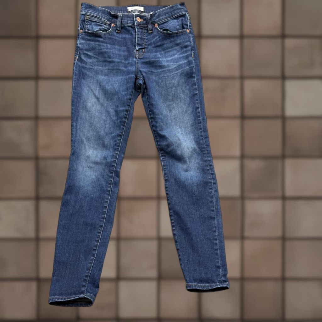 Madewell Madewell Jeans Womens 28 Blue 8" Skinny Mid Rise Stretch Denim Medium Wash Jeans Slim Fit Pockets Zip Size 28" / US 6 / IT 42 - 1 Thumbnail