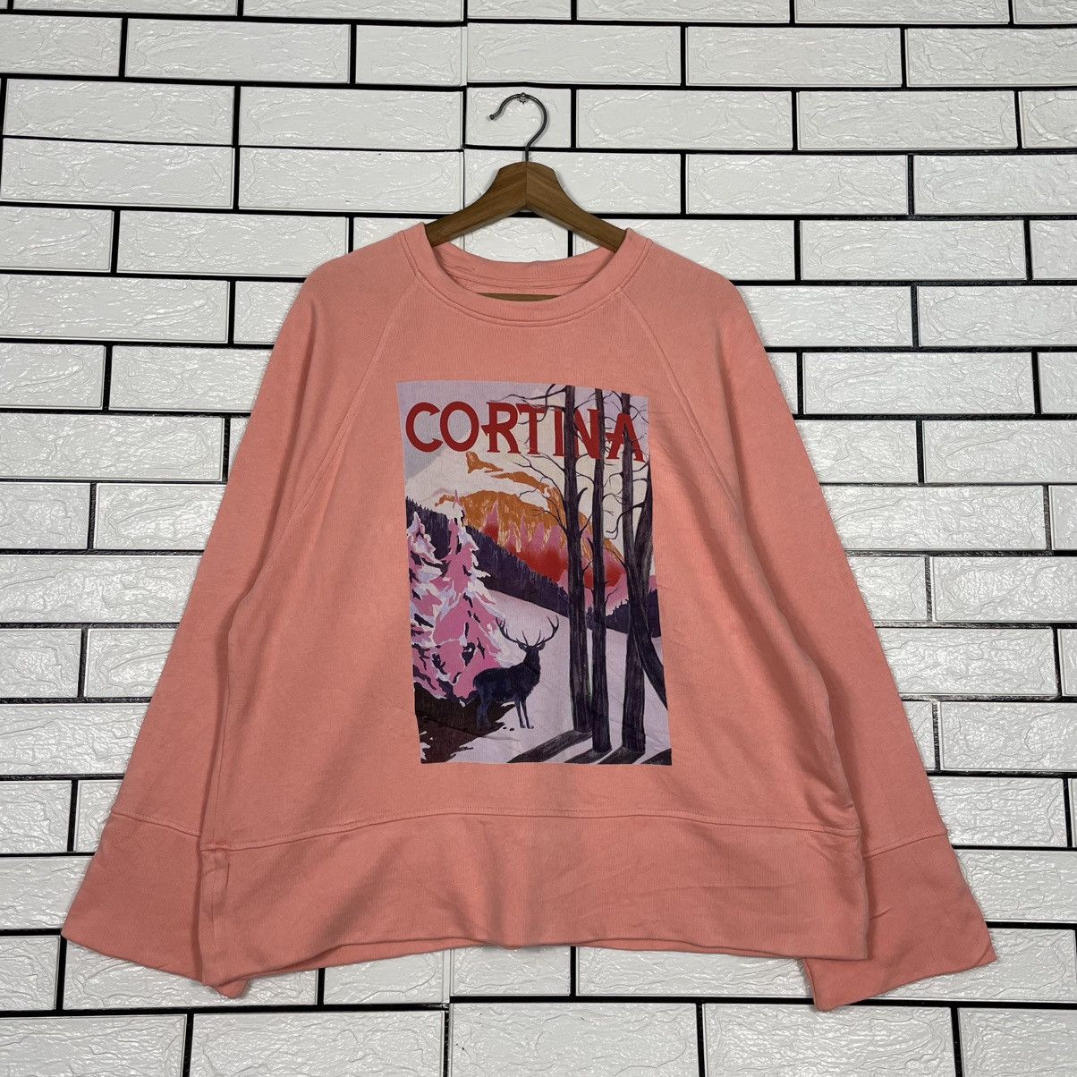 Japanese Brand Cortina Big Print Pink Crewneck Sweatshirt Size US M / EU 48-50 / 2 - 1 Thumbnail