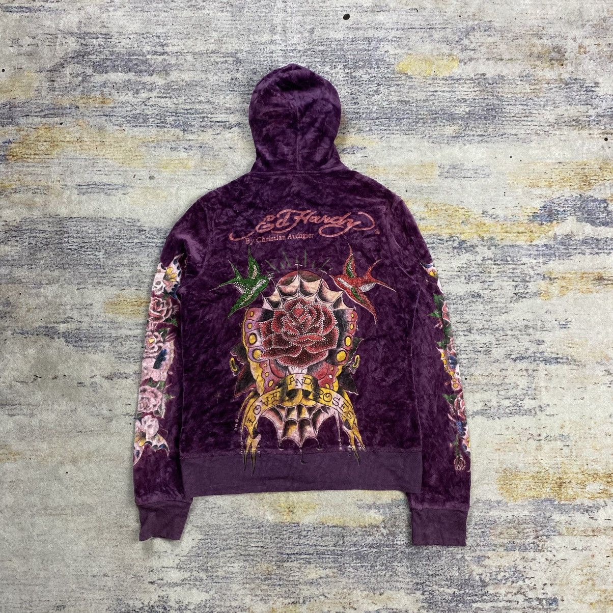 Ed Hardy Vintage y2k ed hardy velvet zip hoodie Size S / US 4 / IT 40 - 1 Thumbnail