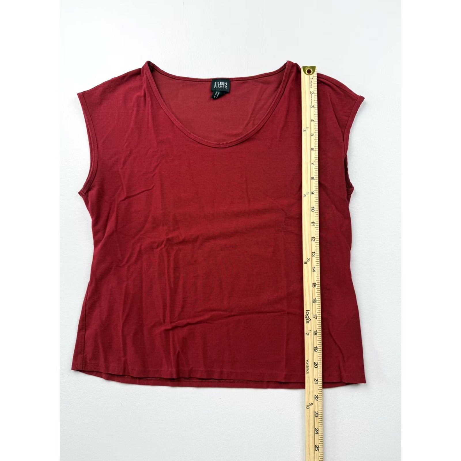Eileen Fisher Eileen Fisher Tank Top Womens M Red Scoop Neck Cap Sleeve Jersey Basic Size M / US 6-8 / IT 42-44 - 4 Thumbnail