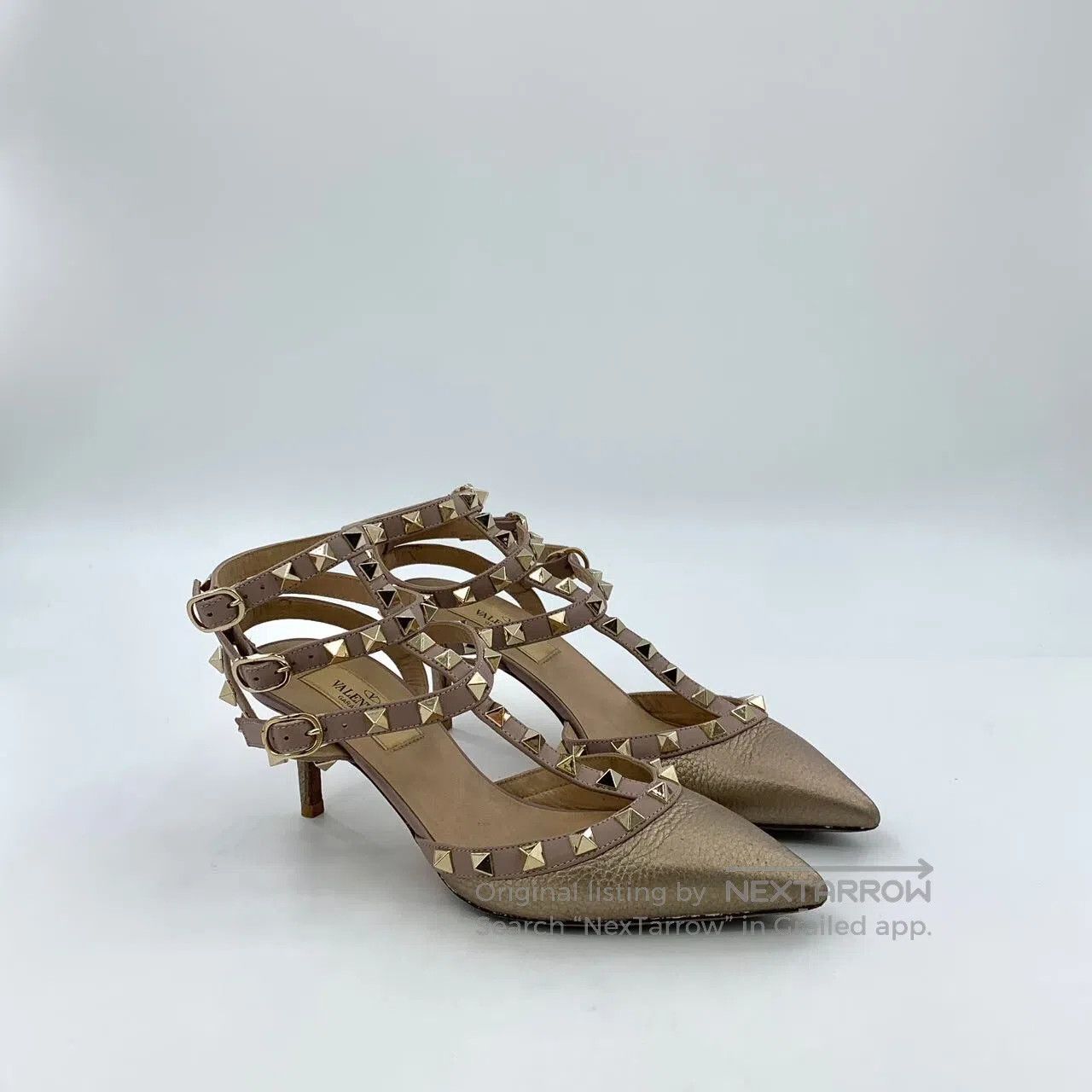 Valentino Valentino Champagne Pointed Toe Stud One-Strap Stiletto Hi Size US 5 / IT 35 - 2 Thumbnail