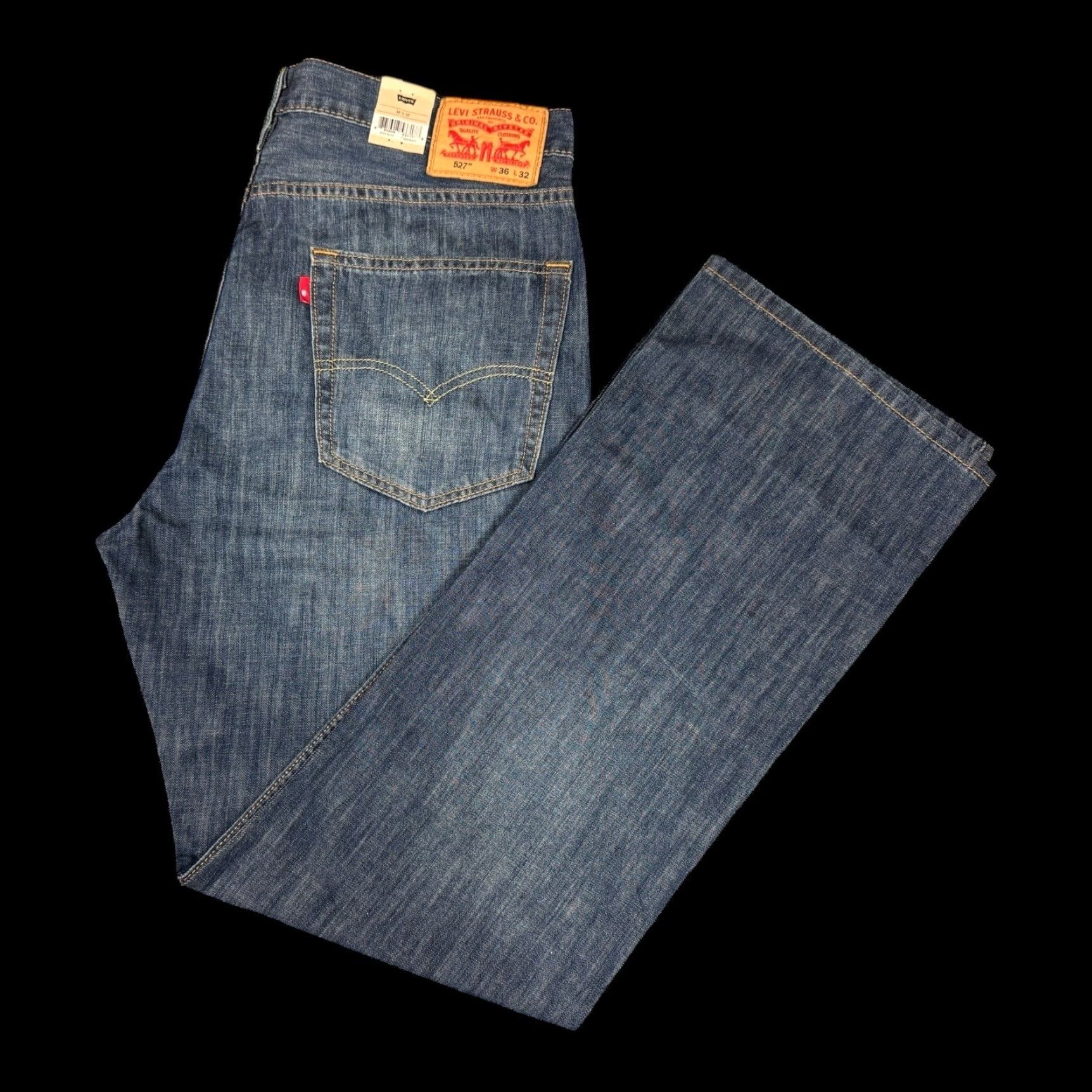 Levi's 527 Slim Bootcut Jeans Mens 36x32 Dark Blue Denim 100